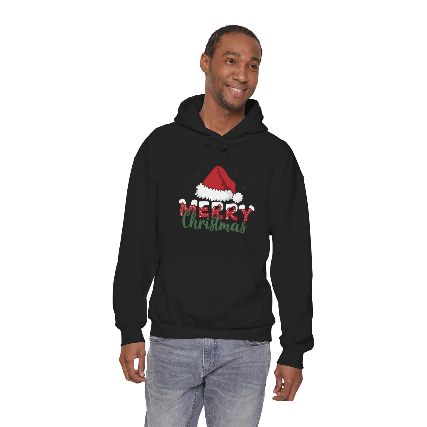 Christmas Hoodie - 'Merry Christmas' Santa Hat Holiday Sweatshirt