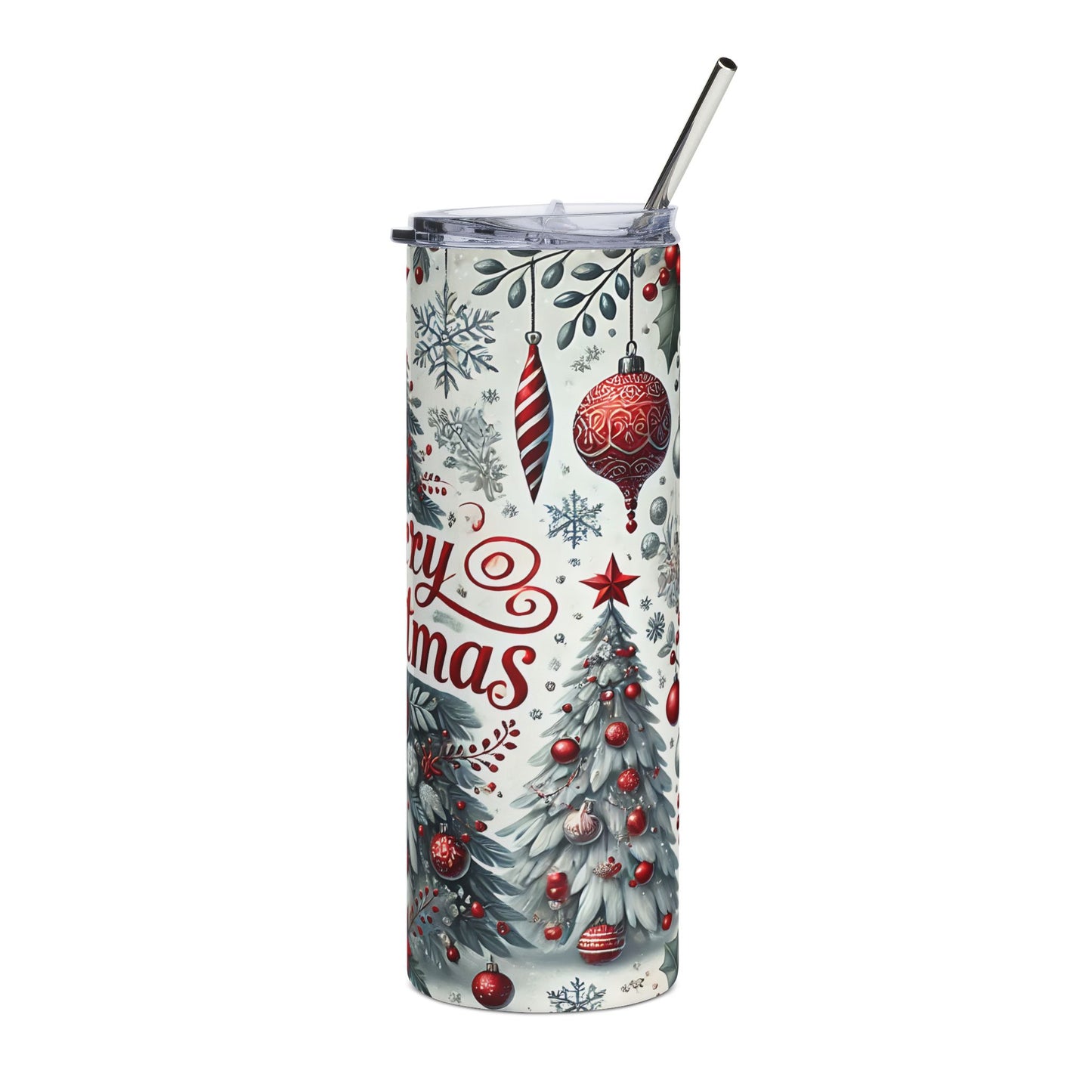 Christmas Tree 20oz Stainless Tumbler — "Merry Christmas" Holiday Travel Cup