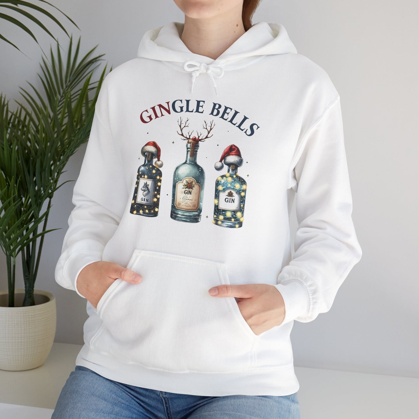 Hoodie — "Gingle Bells" Festive Bottle Christmas Hooded Sweatshirt