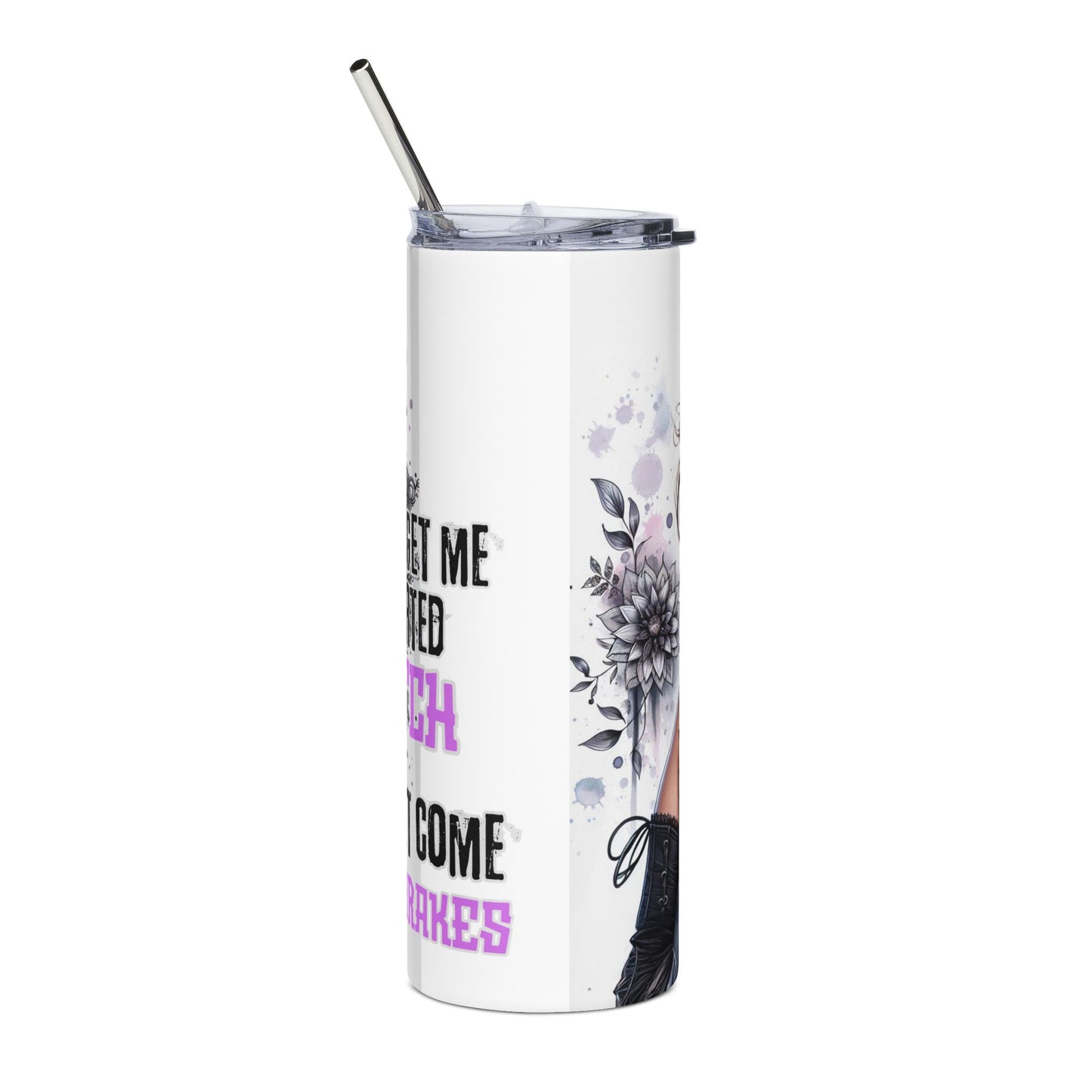 20oz Stainless Steel Tumbler — Edgy Floral Girl Graphic Travel Cup