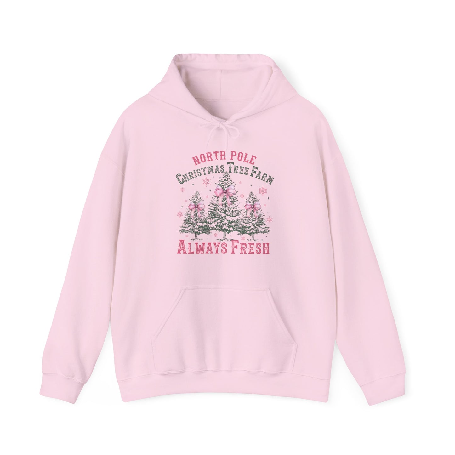 Christmas Tree Farm Hoodie - "North Pole Christmas Tree Farm Always Fresh" Cozy Holiday Pullover