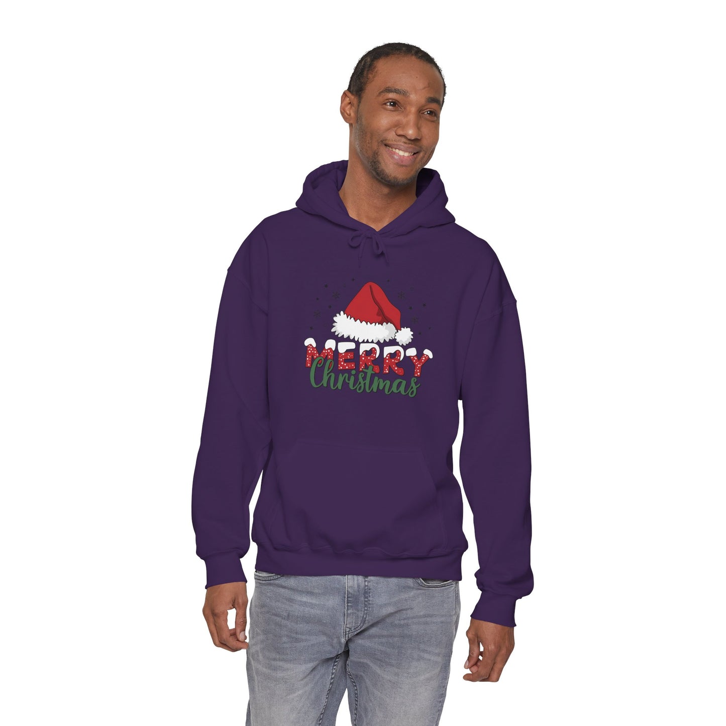 Christmas Hoodie - 'Merry Christmas' Santa Hat Holiday Sweatshirt