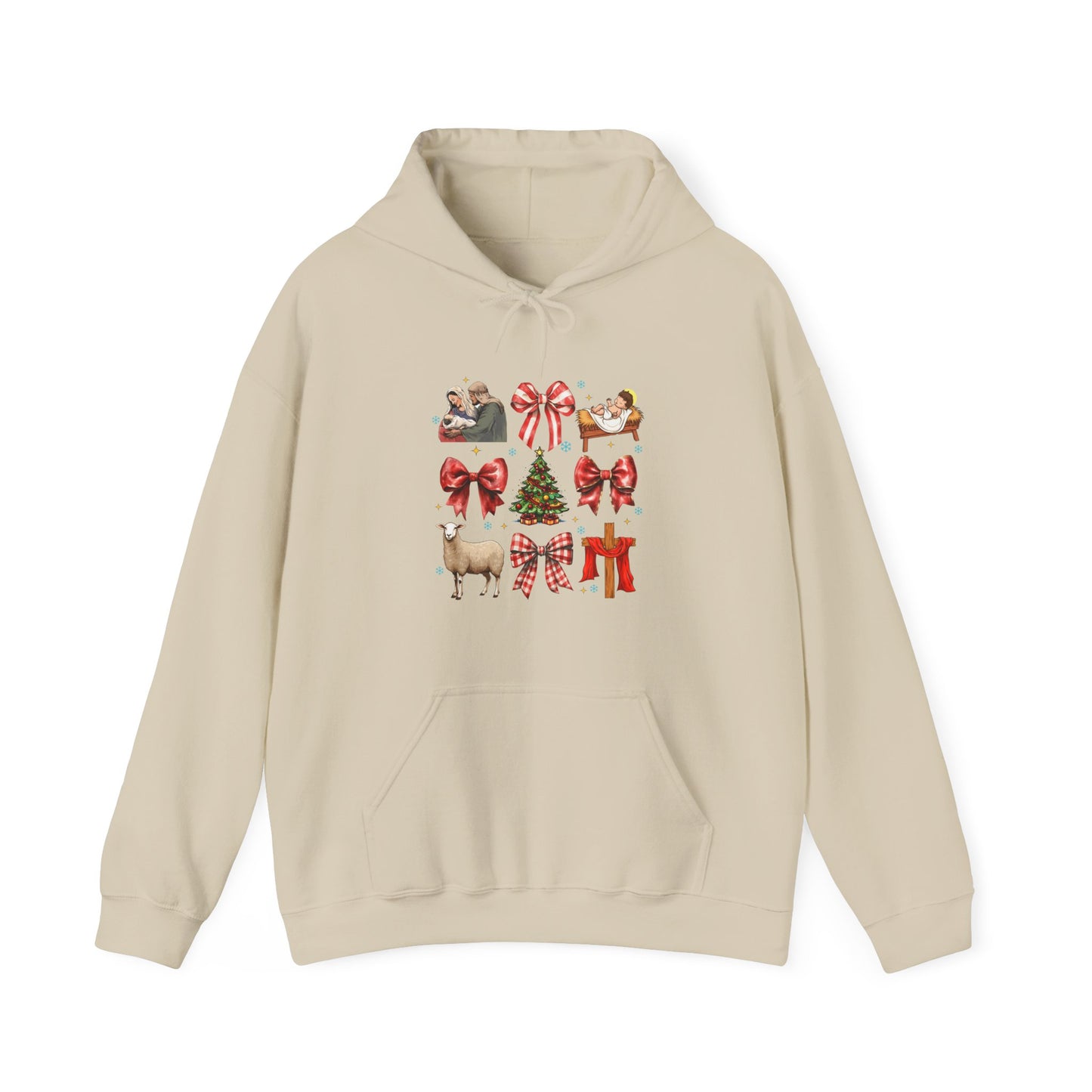Christmas Bow & Reindeer Hoodie — Festive Holiday Graphic Sweatshirt