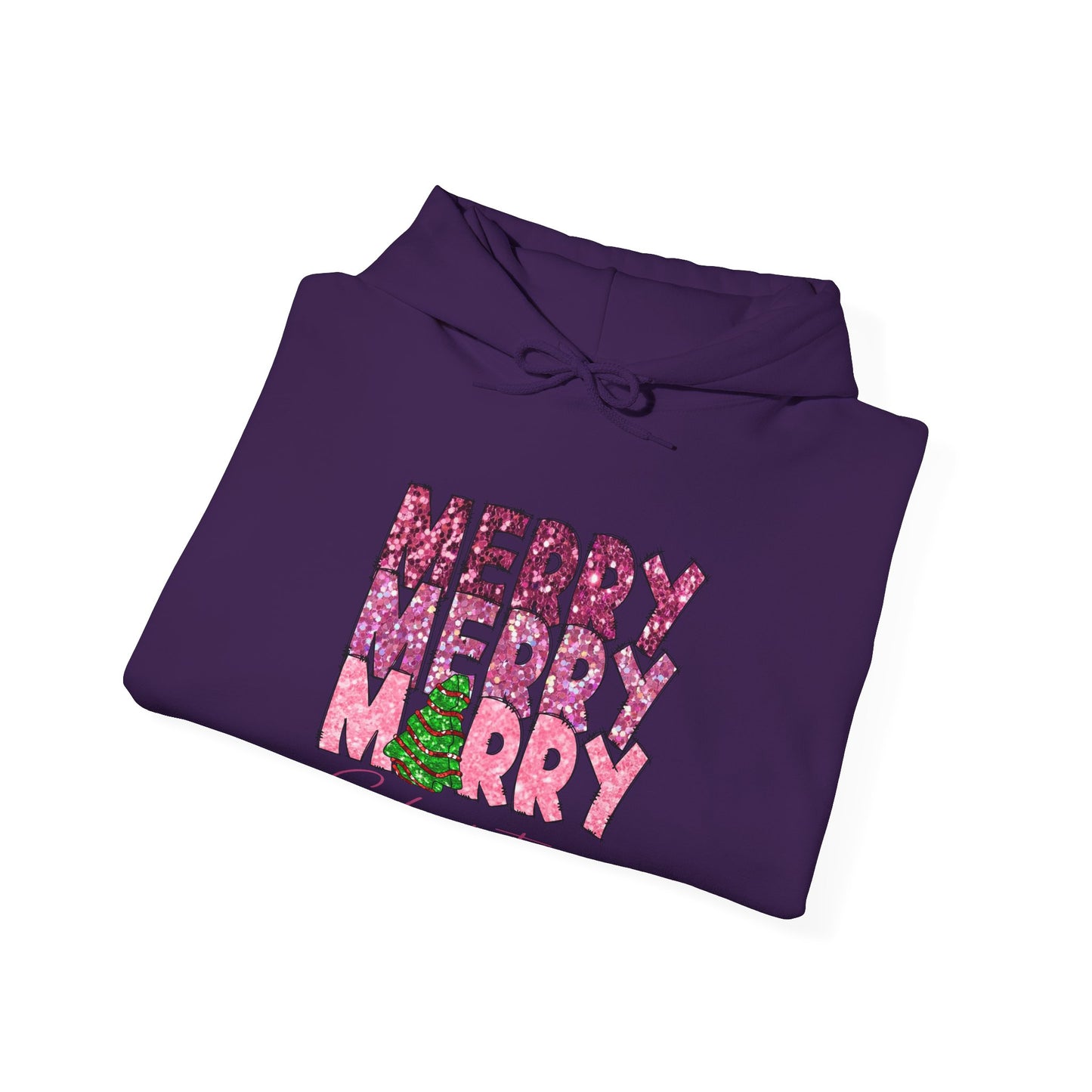 Merry Merry Merry Christmas Hoodie — Festive Floral Holiday Sweatshirt