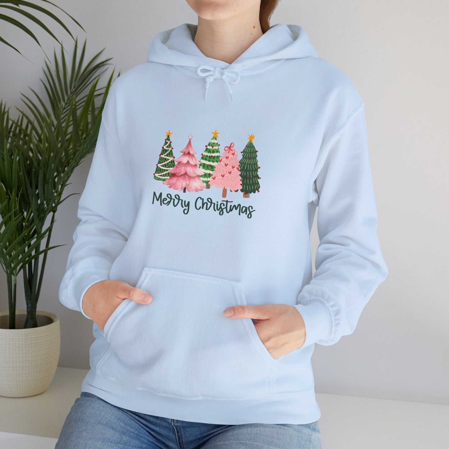 Christmas Tree Cluster Hoodie – "Merry Christmas" Festive Holiday Sweatshirt
