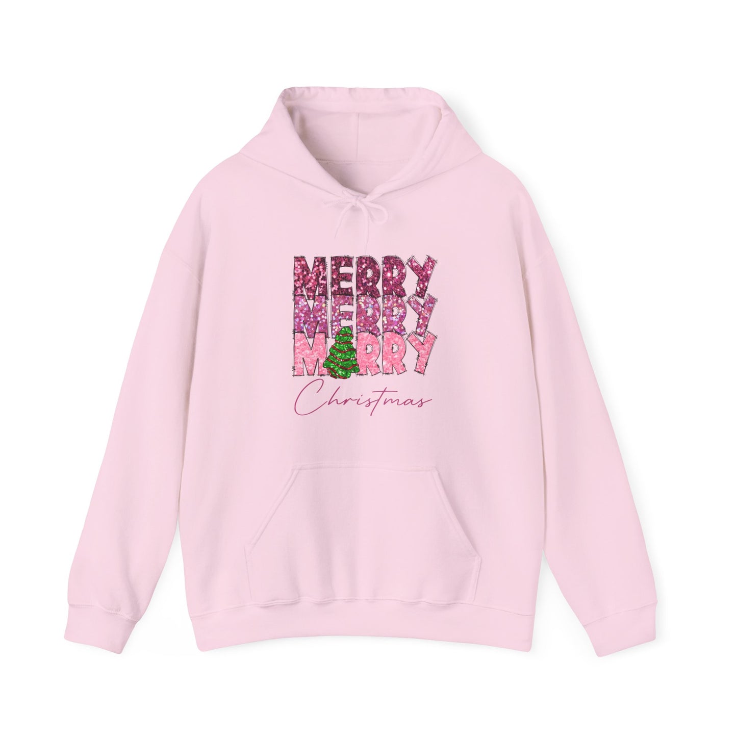Merry Merry Merry Christmas Hoodie — Festive Floral Holiday Sweatshirt
