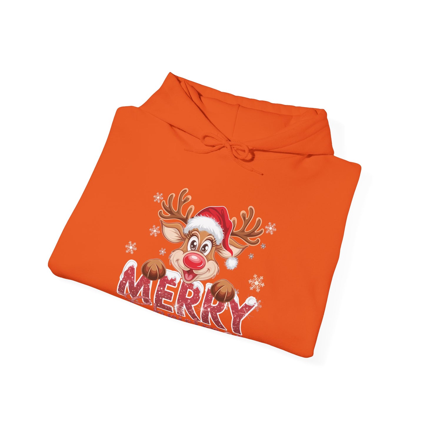 Christmas Reindeer Hoodie - 'Merry Christmas' Cute Santa Reindeer Holiday Sweatshirt
