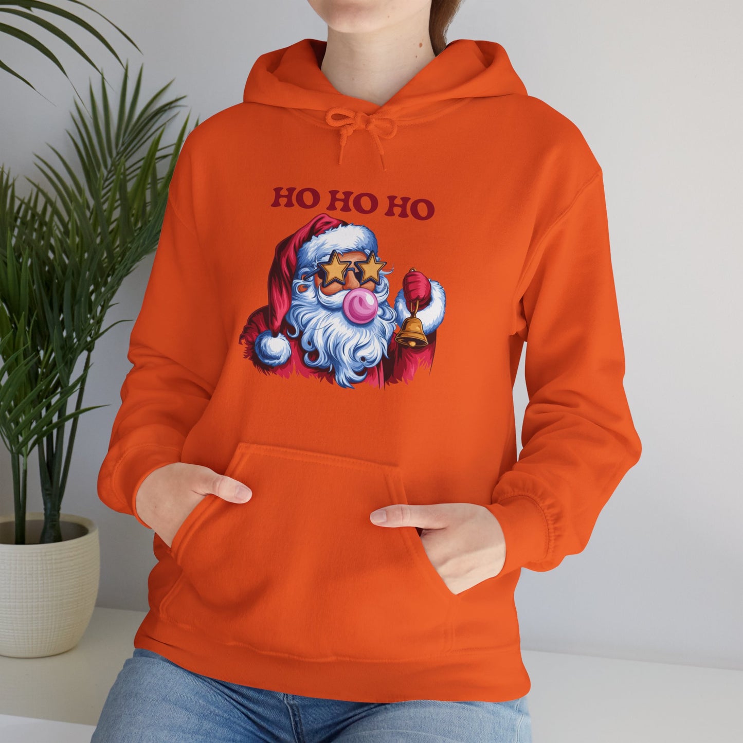 Santa 'Ho Ho Ho' Graphic Hoodie — Festive Retro Santa Pullover for Christmas
