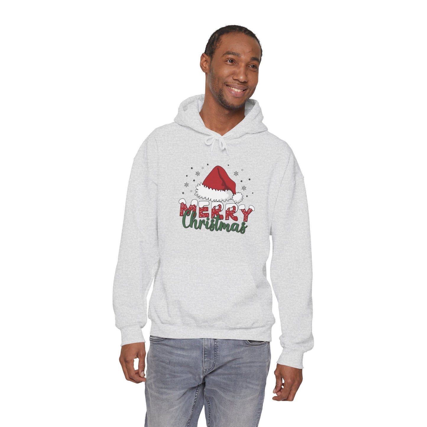 Christmas Hoodie - 'Merry Christmas' Santa Hat Holiday Sweatshirt