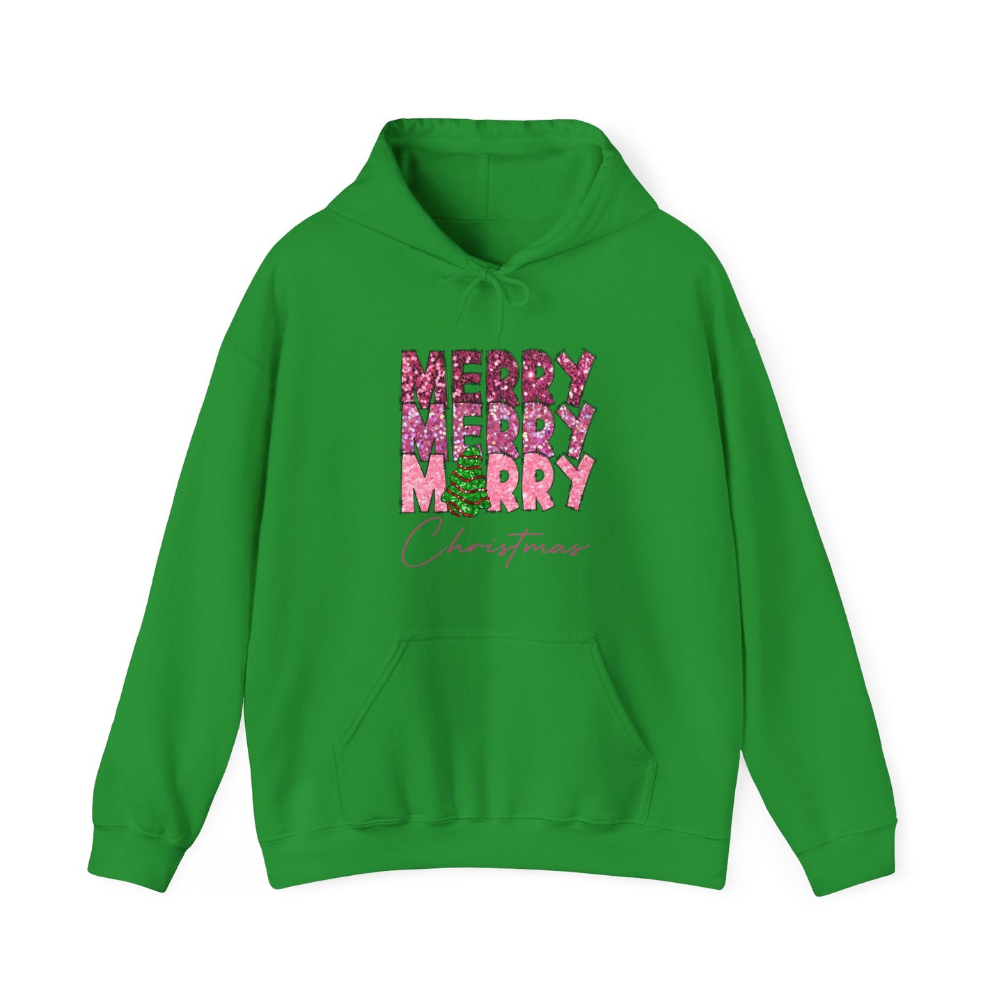 Merry Merry Merry Christmas Hoodie — Festive Floral Holiday Sweatshirt