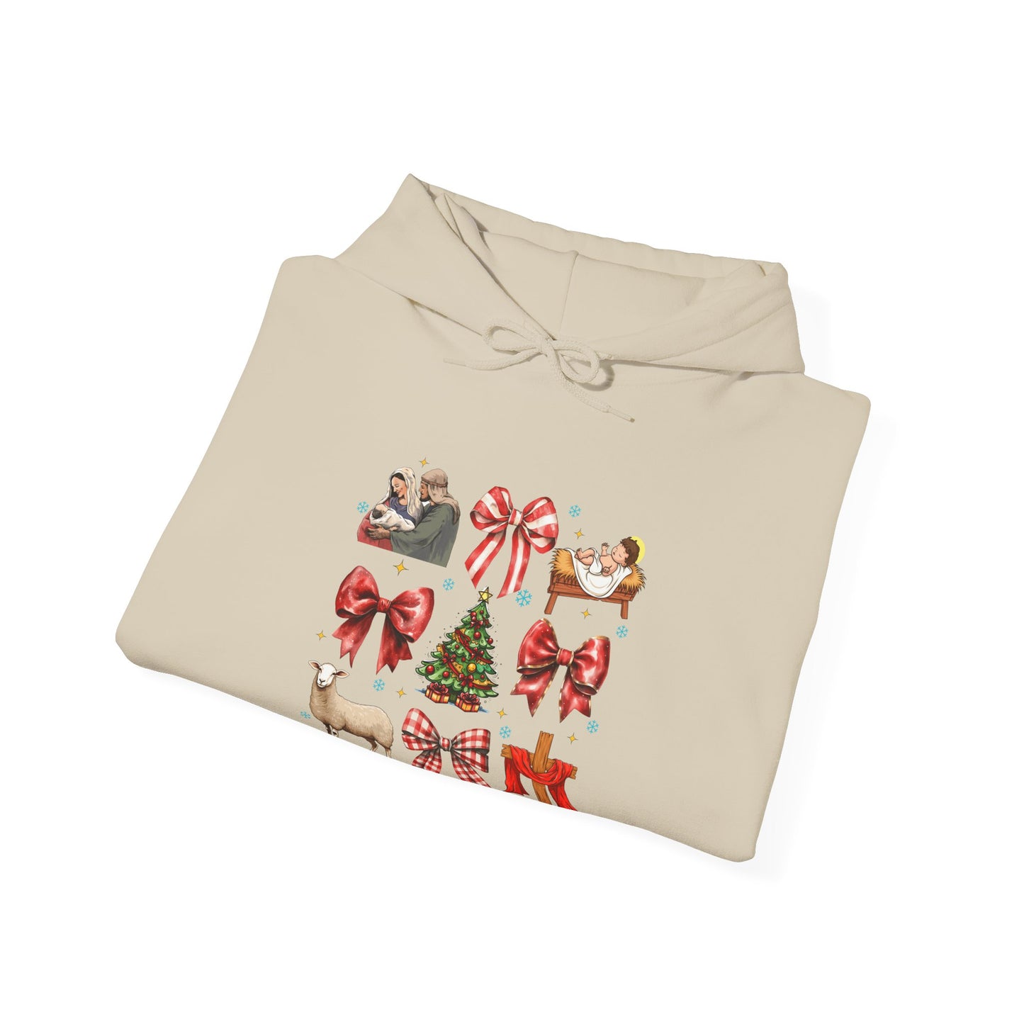 Christmas Bow & Reindeer Hoodie — Festive Holiday Graphic Sweatshirt