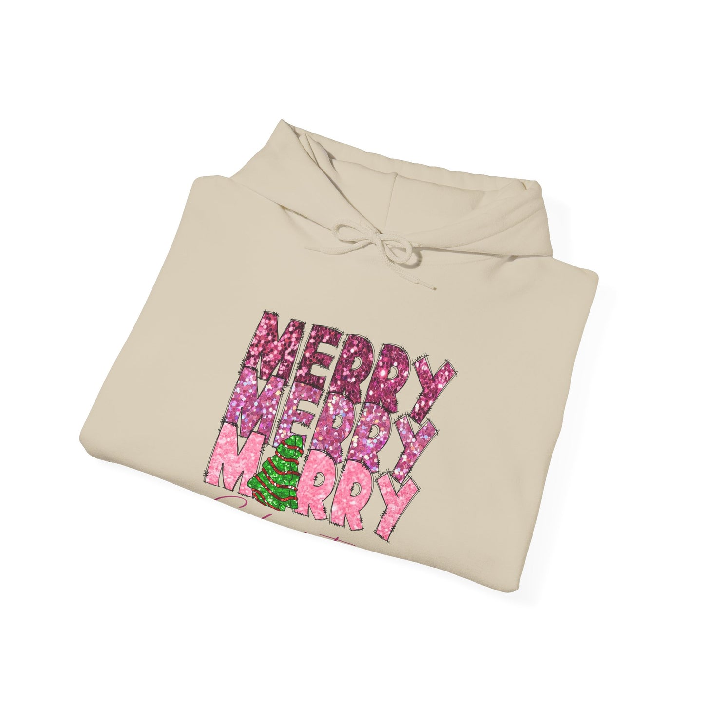 Merry Merry Merry Christmas Hoodie — Festive Floral Holiday Sweatshirt