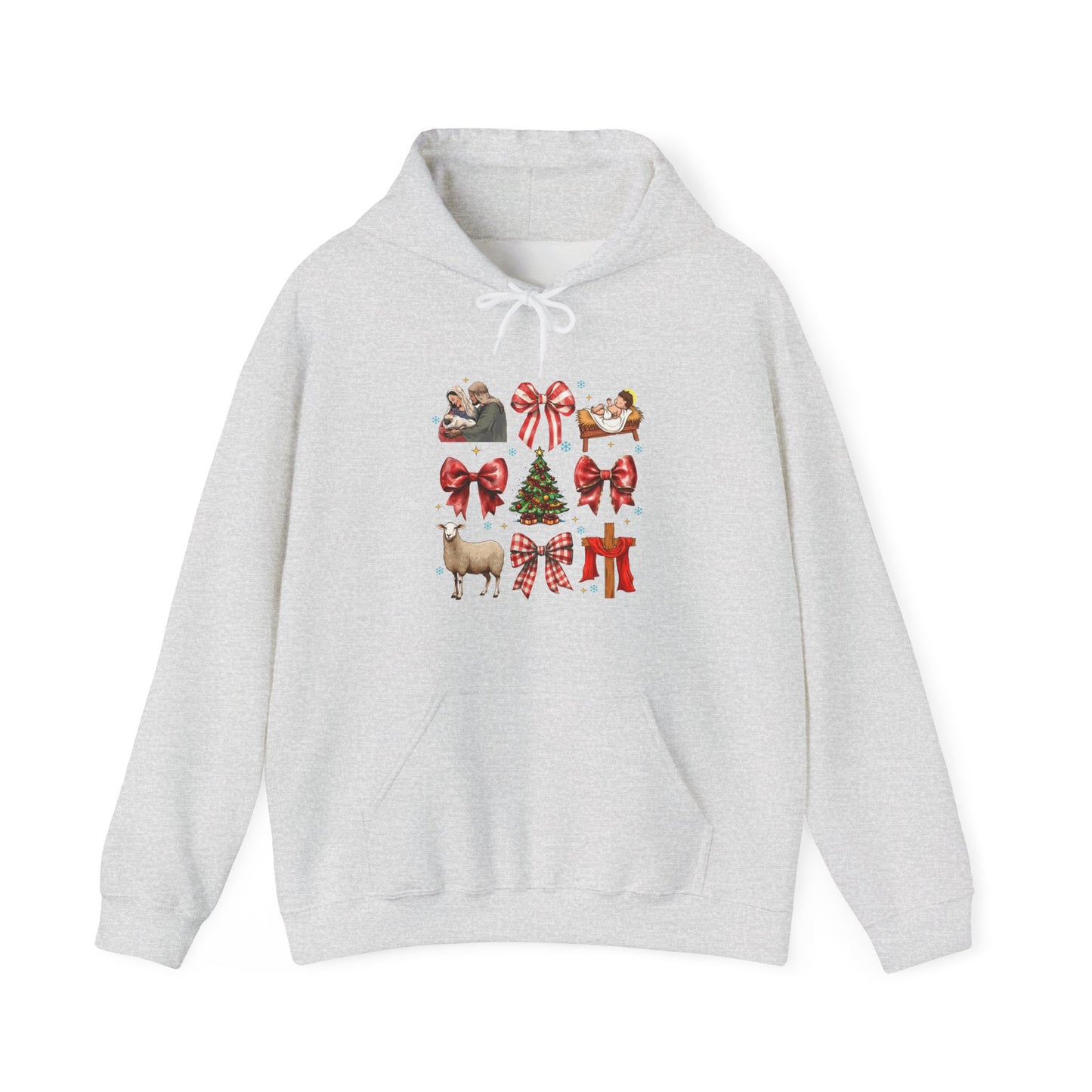 Christmas Bow & Reindeer Hoodie — Festive Holiday Graphic Sweatshirt
