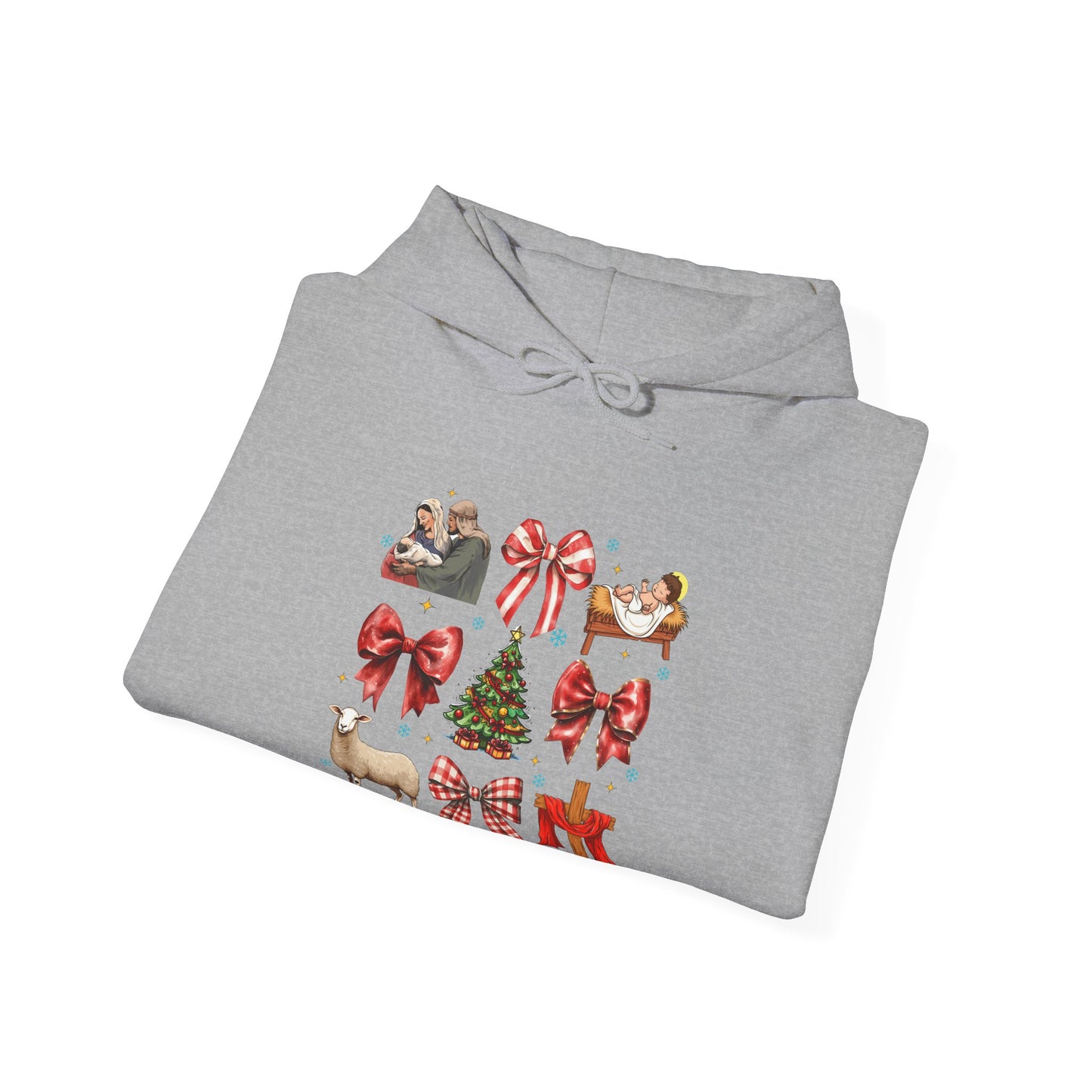 Christmas Bow & Reindeer Hoodie — Festive Holiday Graphic Sweatshirt