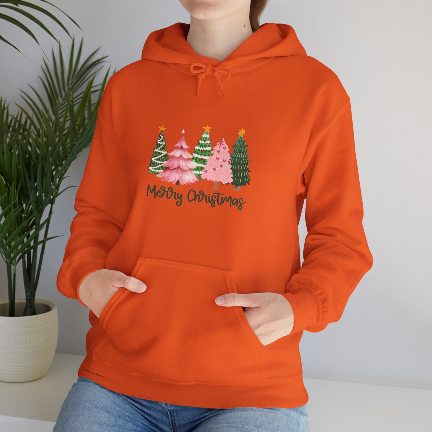 Christmas Tree Cluster Hoodie – "Merry Christmas" Festive Holiday Sweatshirt