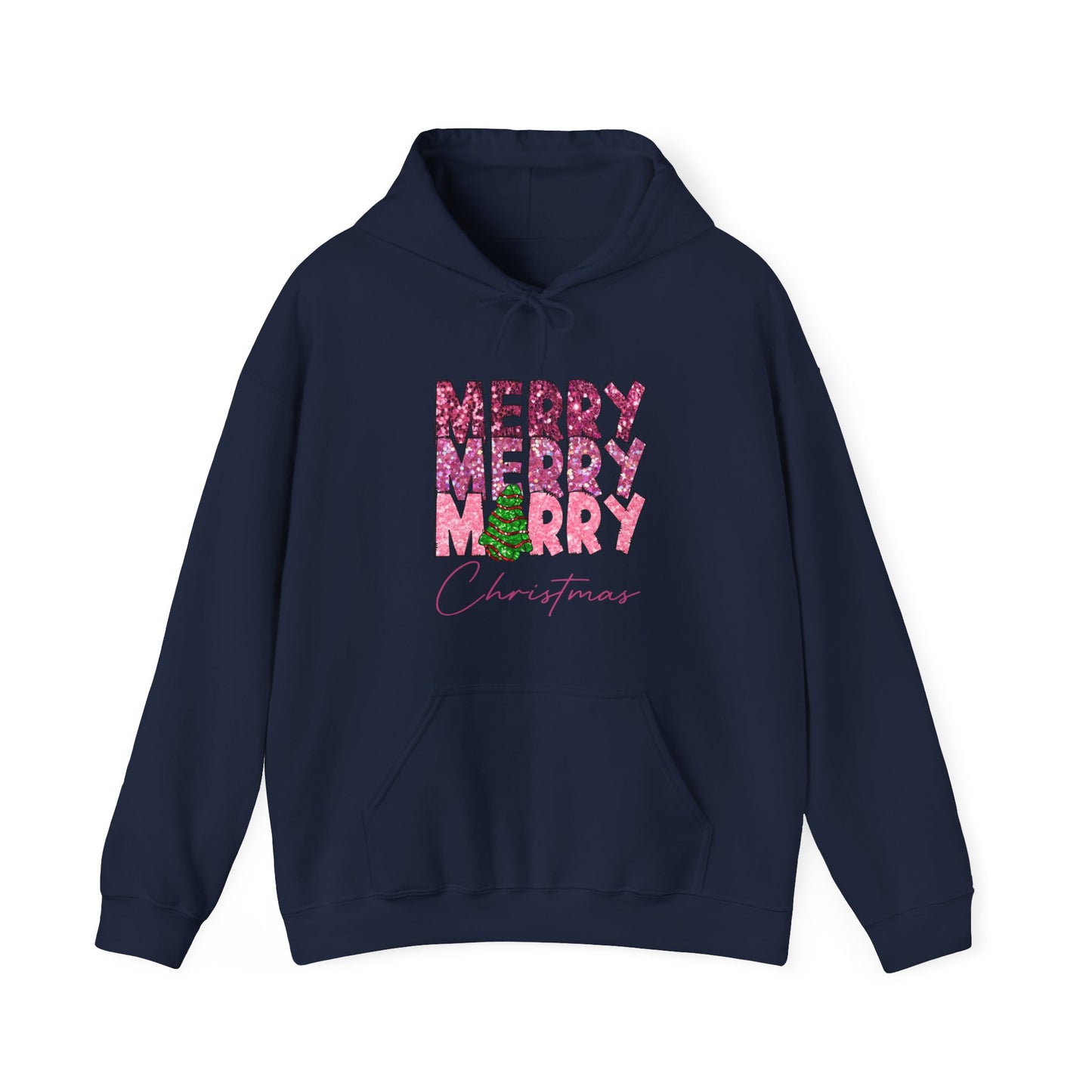 Merry Merry Merry Christmas Hoodie — Festive Floral Holiday Sweatshirt