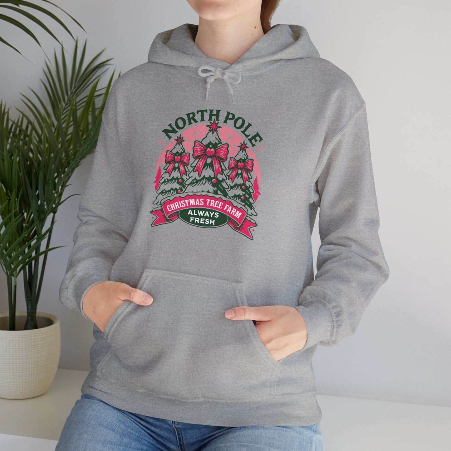 North Pole Christmas Tree Farm Hoodie - Vintage Holiday Winter Sweatshirt