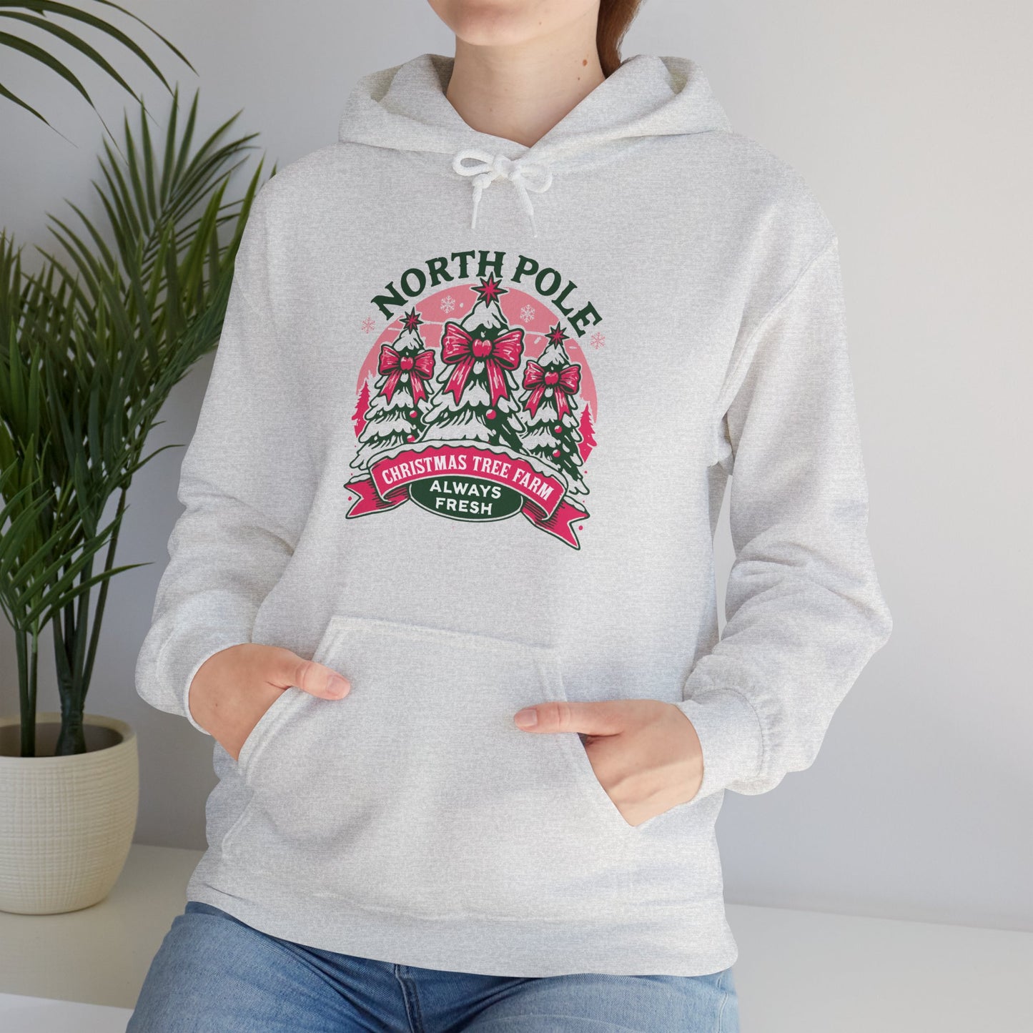 North Pole Christmas Tree Farm Hoodie - Vintage Holiday Winter Sweatshirt