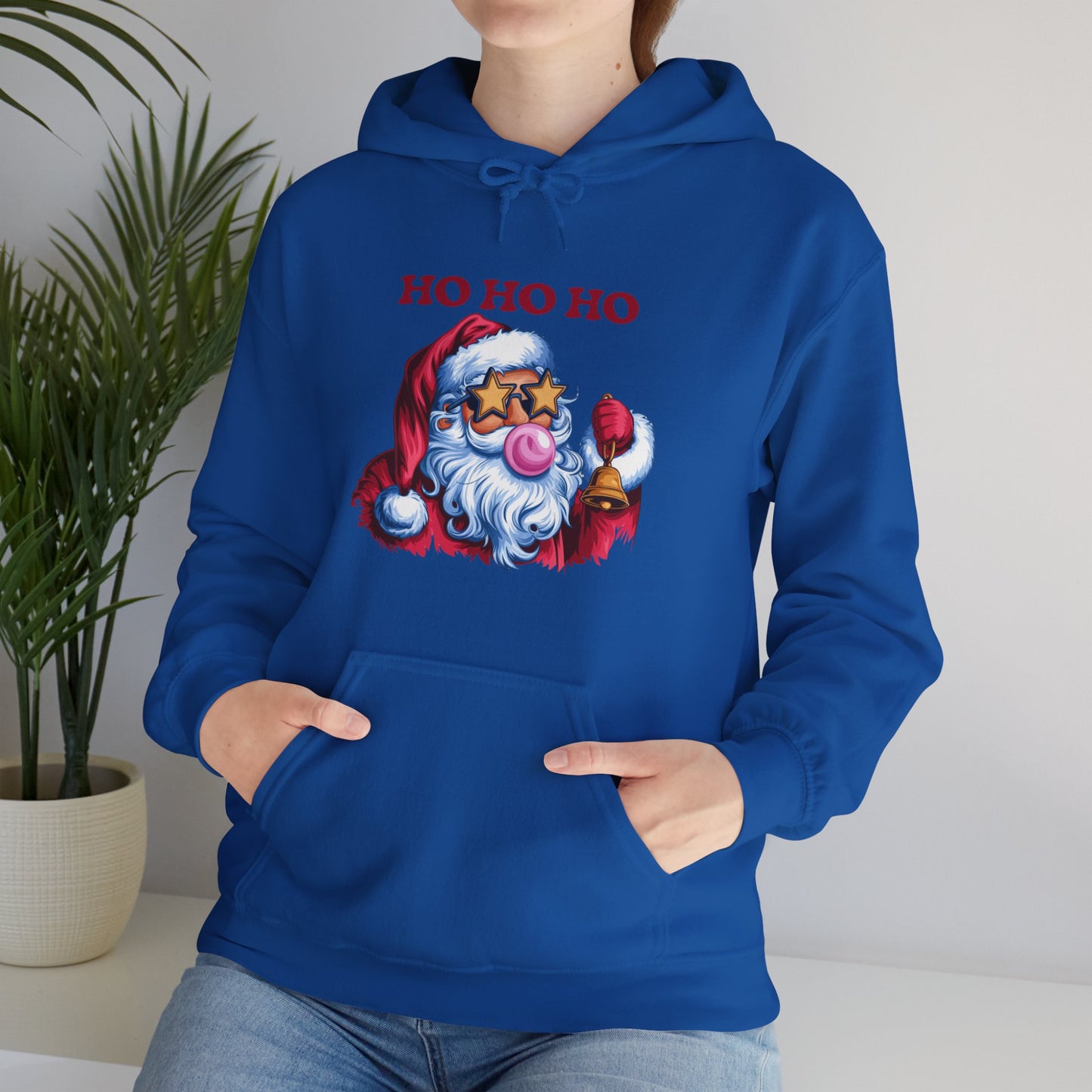 Santa 'Ho Ho Ho' Graphic Hoodie — Festive Retro Santa Pullover for Christmas
