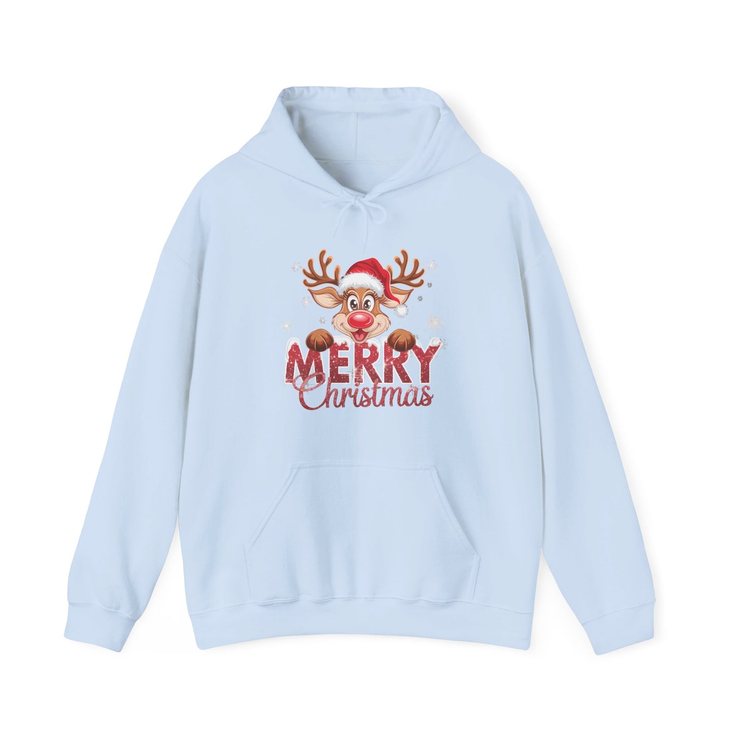 Christmas Reindeer Hoodie - 'Merry Christmas' Cute Santa Reindeer Holiday Sweatshirt