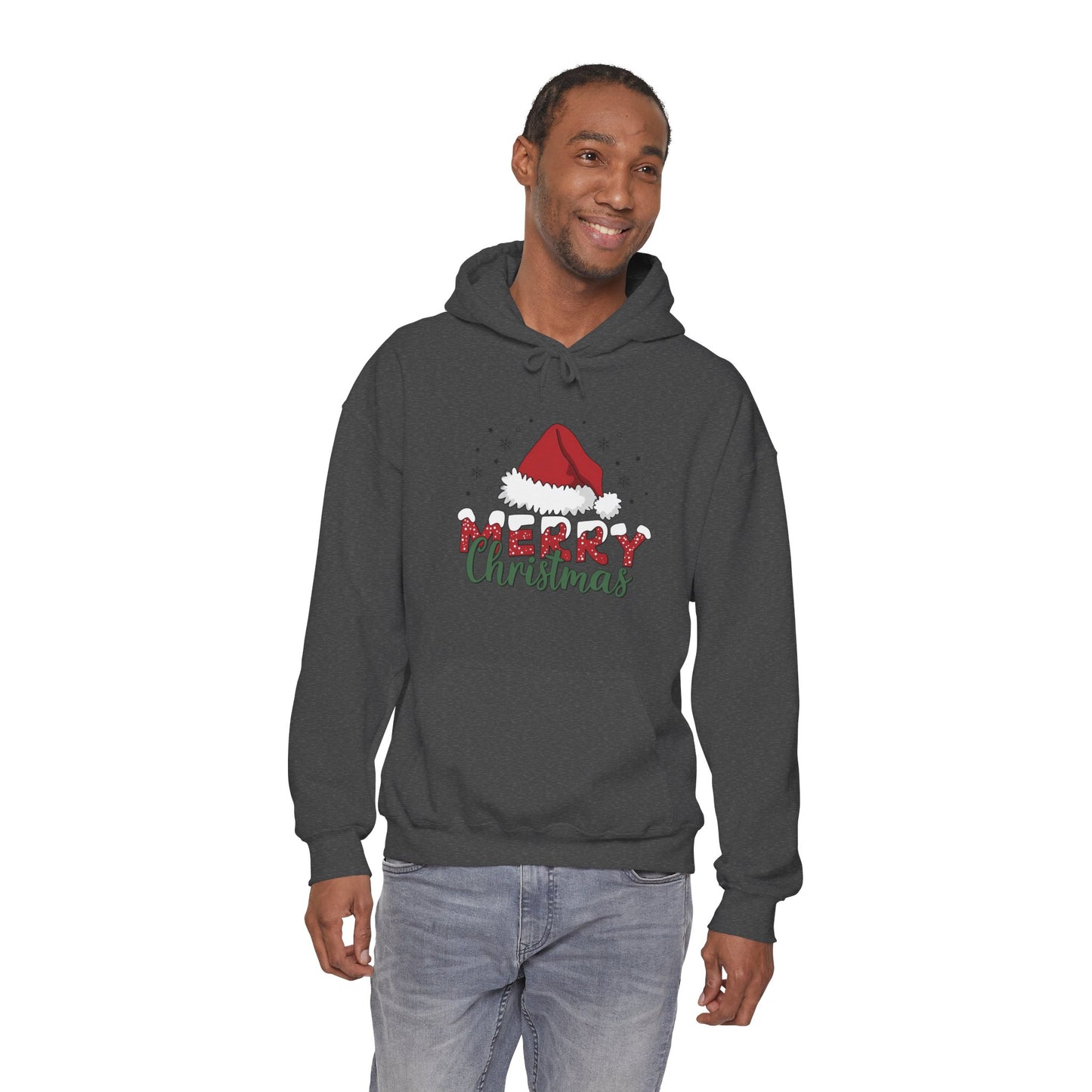 Christmas Hoodie - 'Merry Christmas' Santa Hat Holiday Sweatshirt