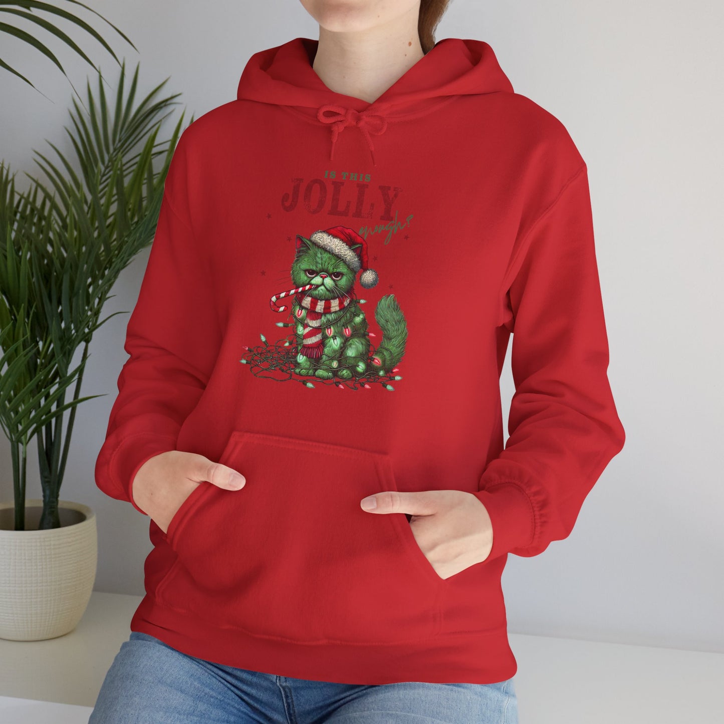 Holiday Dino Hoodie - "Be Jolly" Cute Christmas T-Rex Sweatshirt