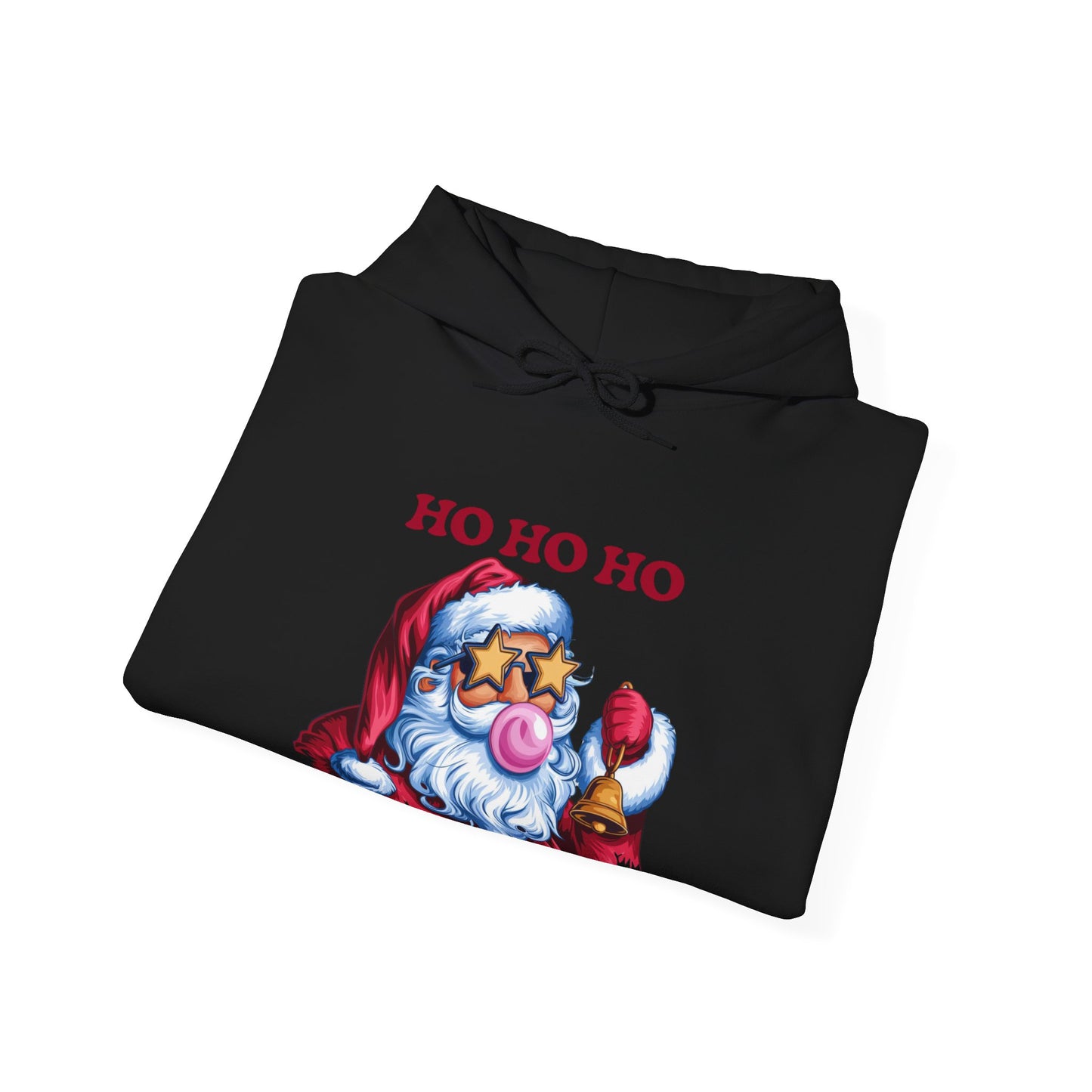 Santa 'Ho Ho Ho' Graphic Hoodie — Festive Retro Santa Pullover for Christmas