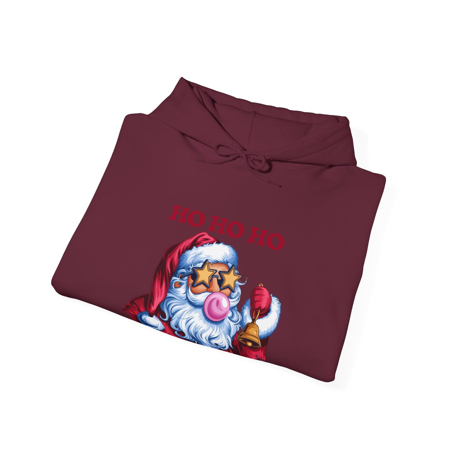 Santa 'Ho Ho Ho' Graphic Hoodie — Festive Retro Santa Pullover for Christmas