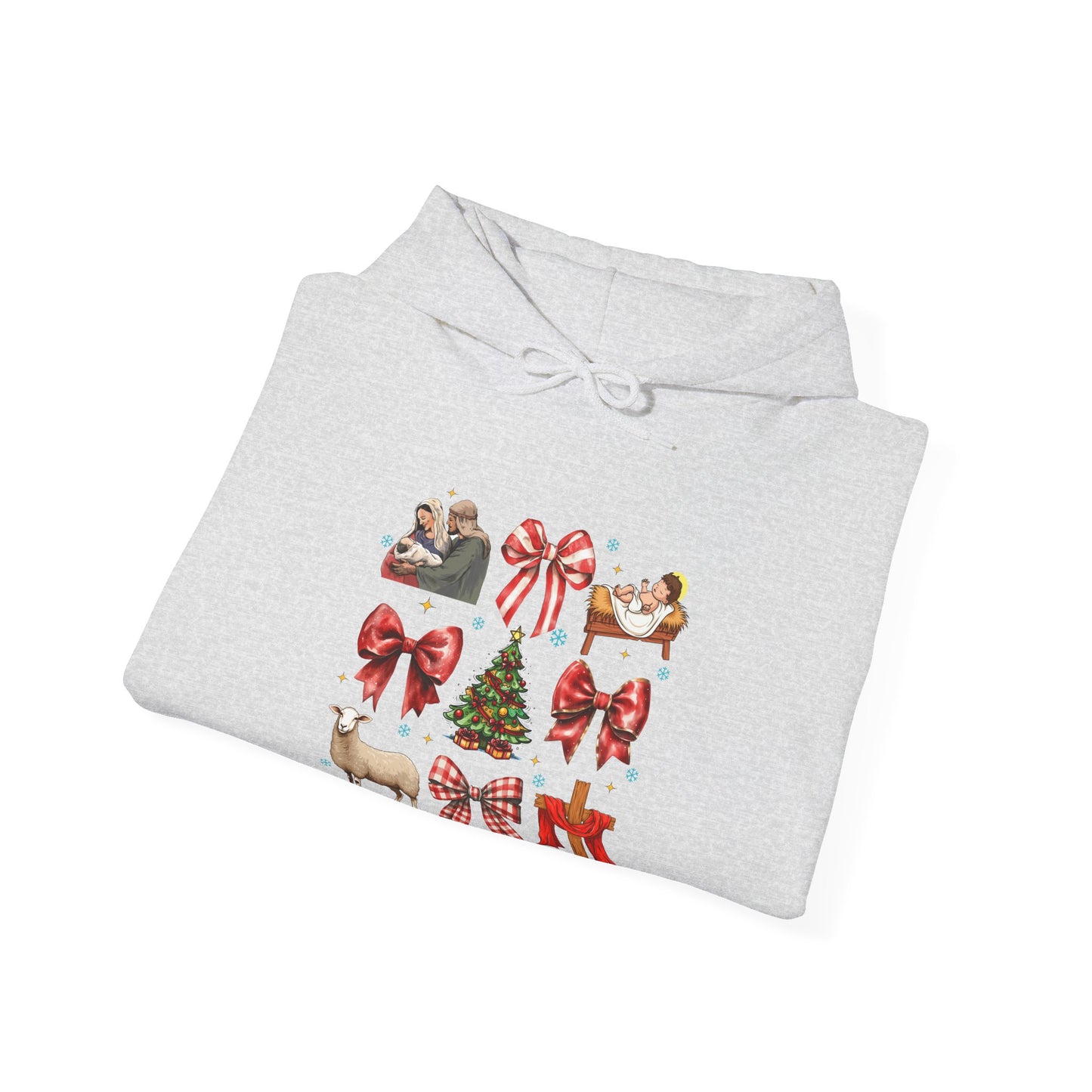 Christmas Bow & Reindeer Hoodie — Festive Holiday Graphic Sweatshirt