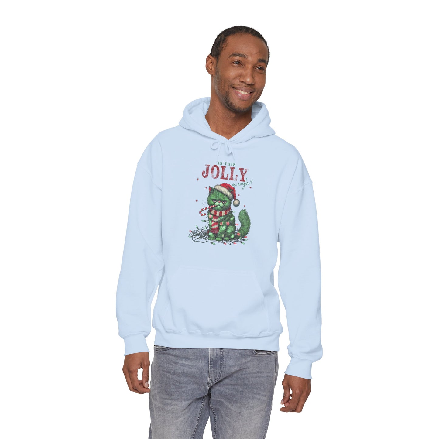 Holiday Dino Hoodie - "Be Jolly" Cute Christmas T-Rex Sweatshirt