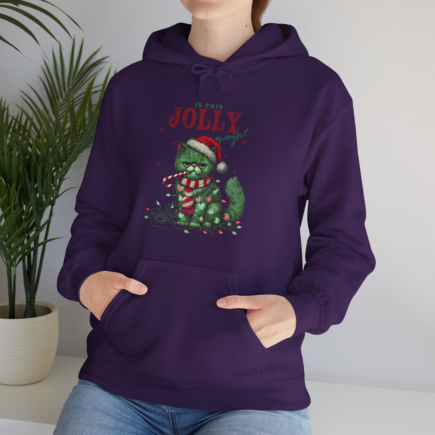 Holiday Dino Hoodie - "Be Jolly" Cute Christmas T-Rex Sweatshirt
