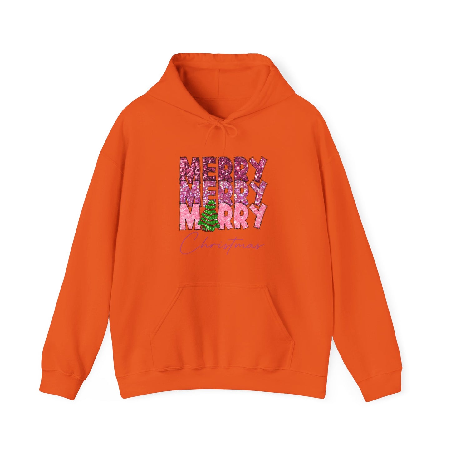 Merry Merry Merry Christmas Hoodie — Festive Floral Holiday Sweatshirt
