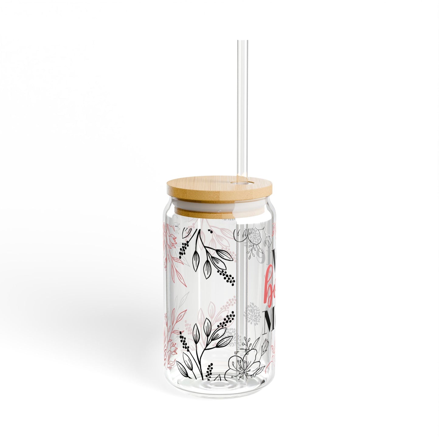 Wife Boss Mom 16oz Glass Sipper Jar with Straw — Floral Mom Life Gift