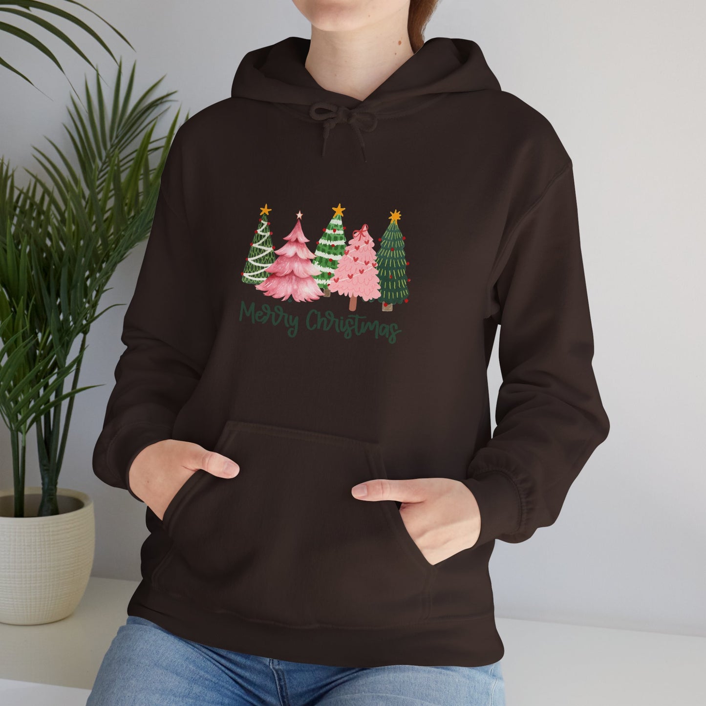 Christmas Tree Cluster Hoodie – "Merry Christmas" Festive Holiday Sweatshirt