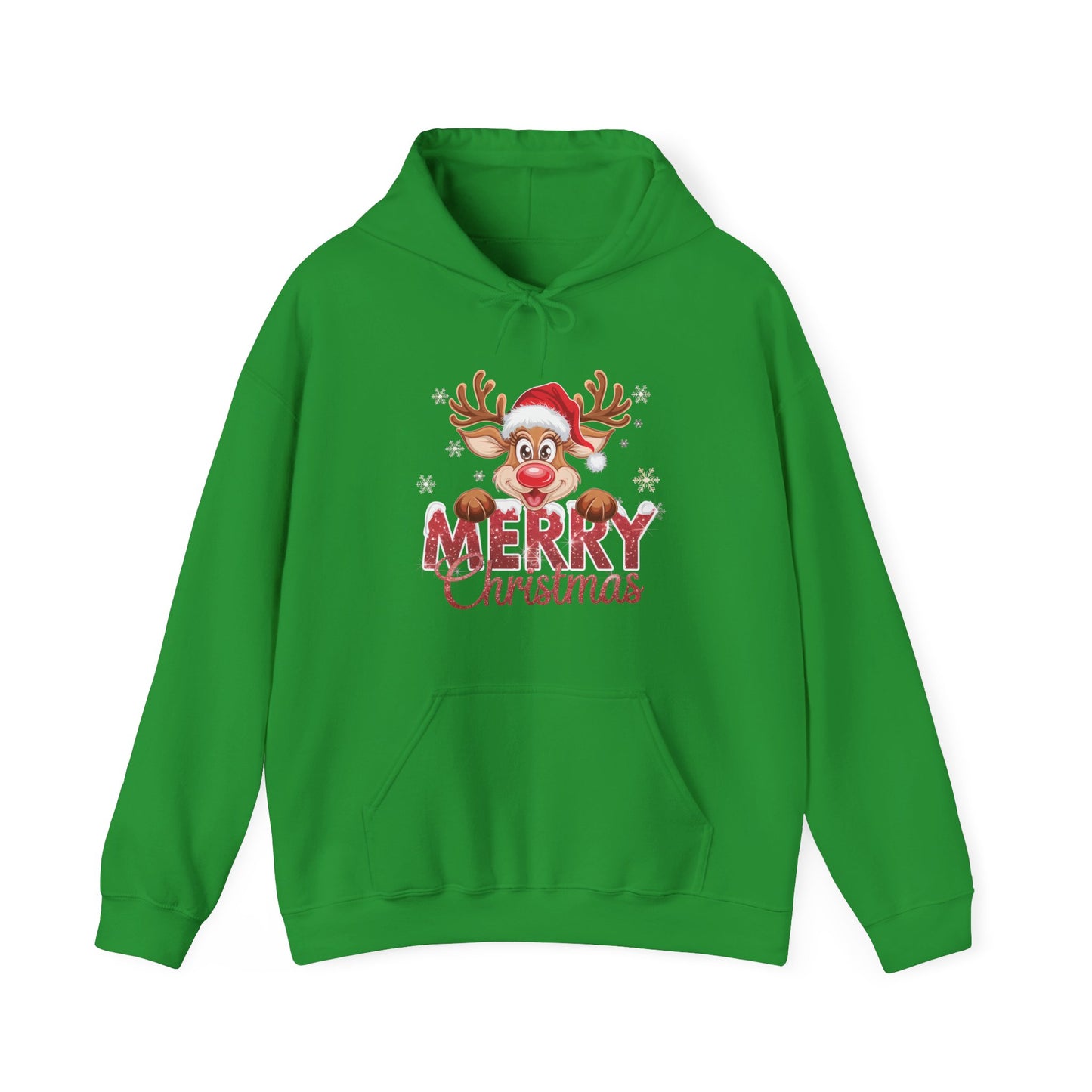 Christmas Reindeer Hoodie - 'Merry Christmas' Cute Santa Reindeer Holiday Sweatshirt