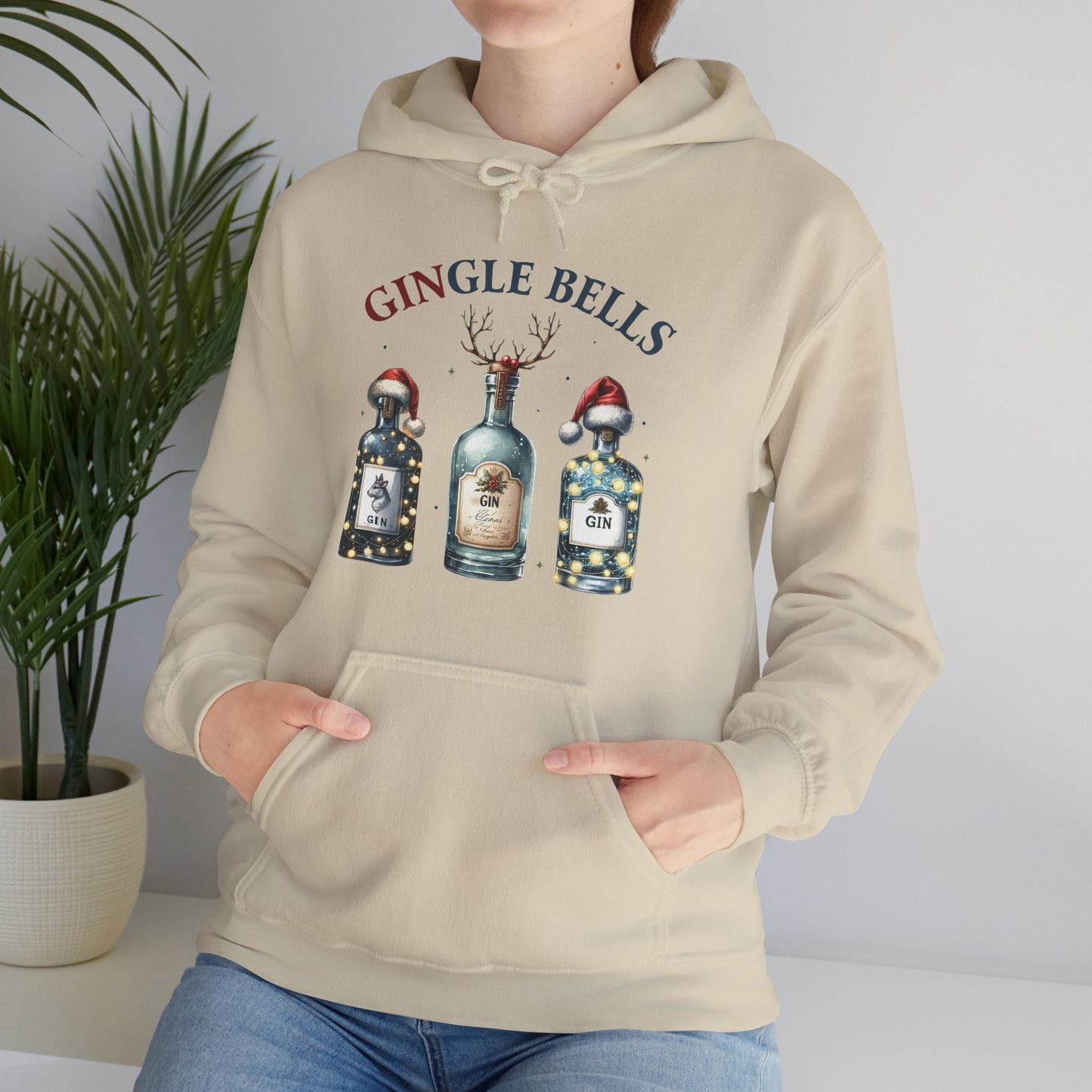 Hoodie — "Gingle Bells" Festive Bottle Christmas Hooded Sweatshirt