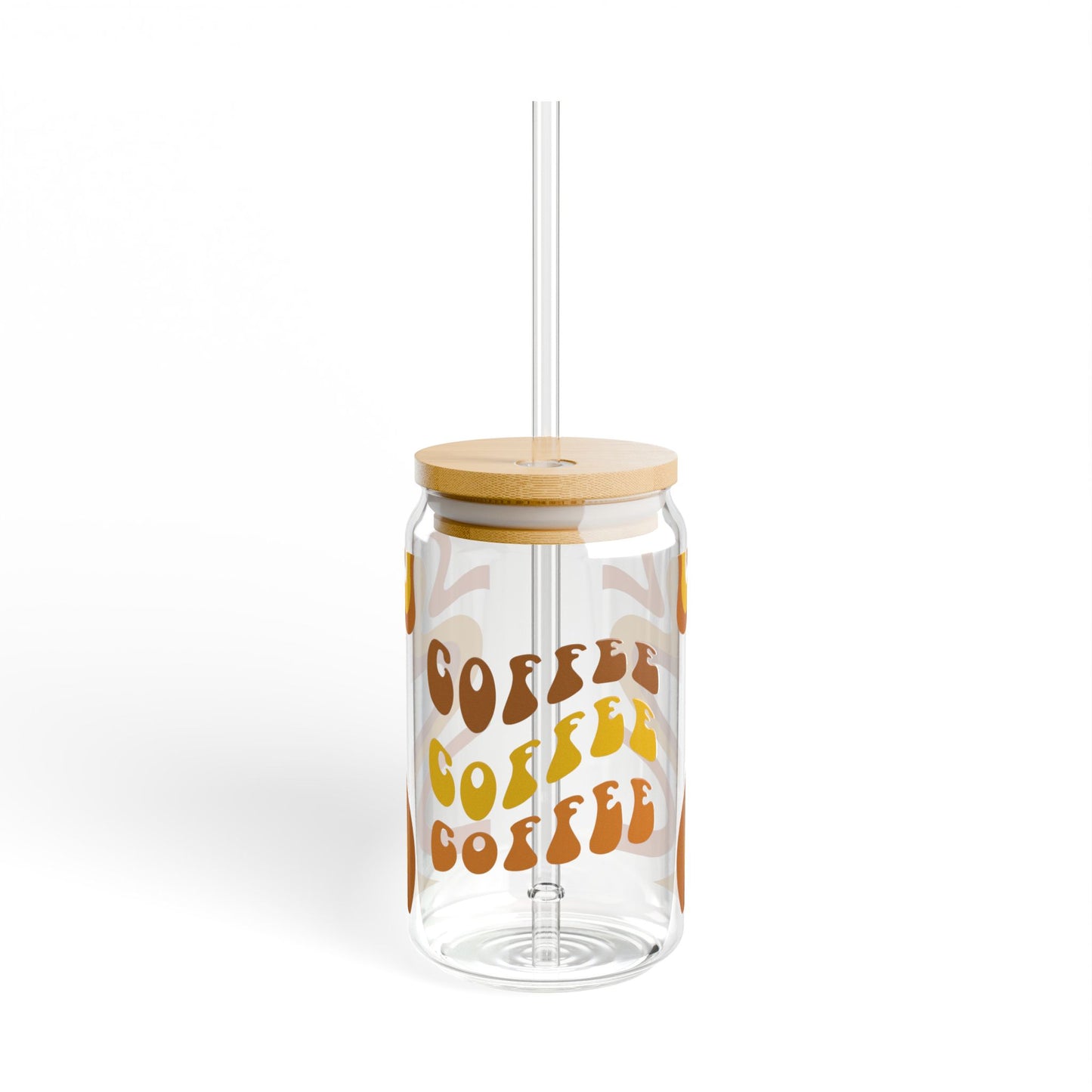 Coffee Sipper Glass 16oz – Retro Swirl Cold Brew Tumbler with Straw