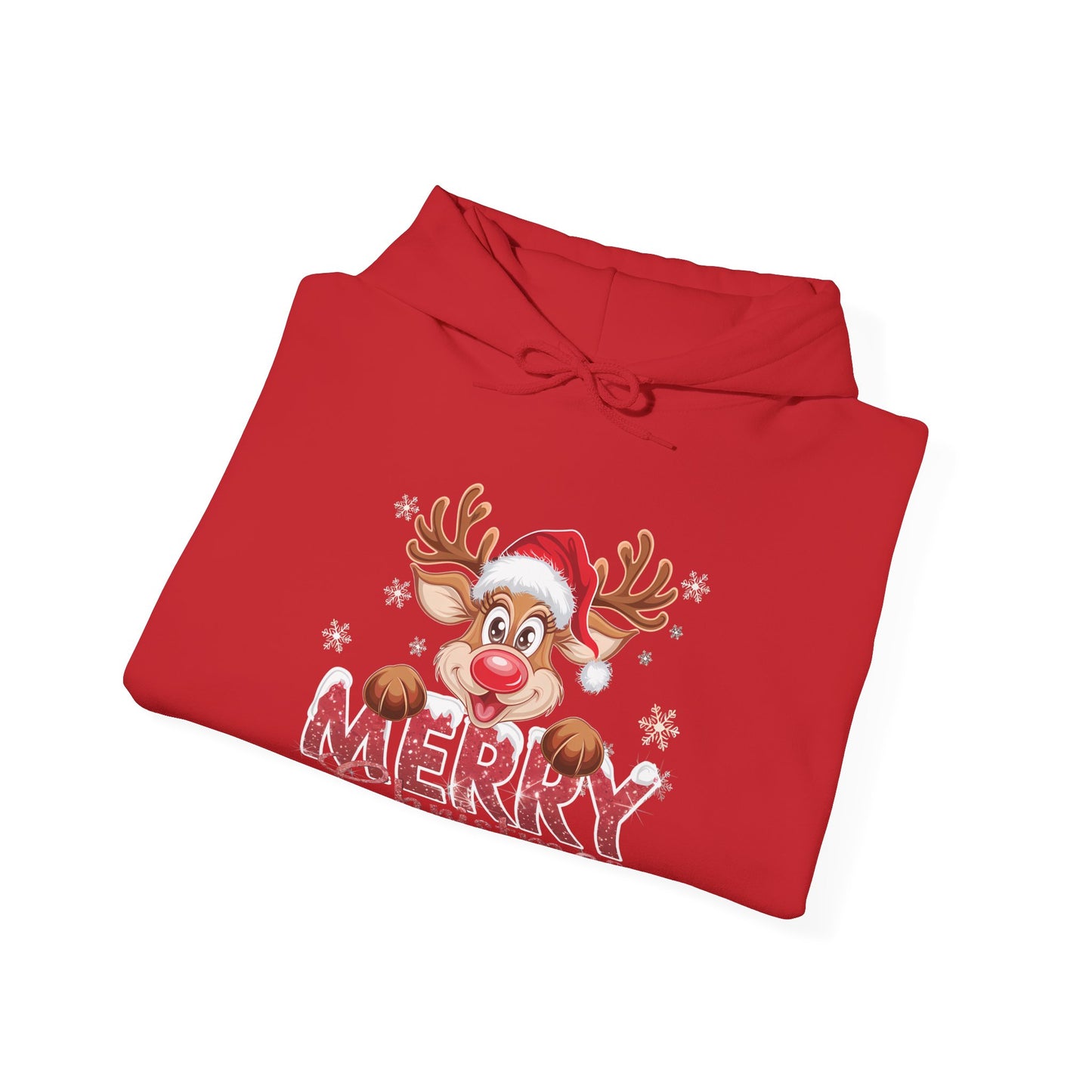 Christmas Reindeer Hoodie - 'Merry Christmas' Cute Santa Reindeer Holiday Sweatshirt