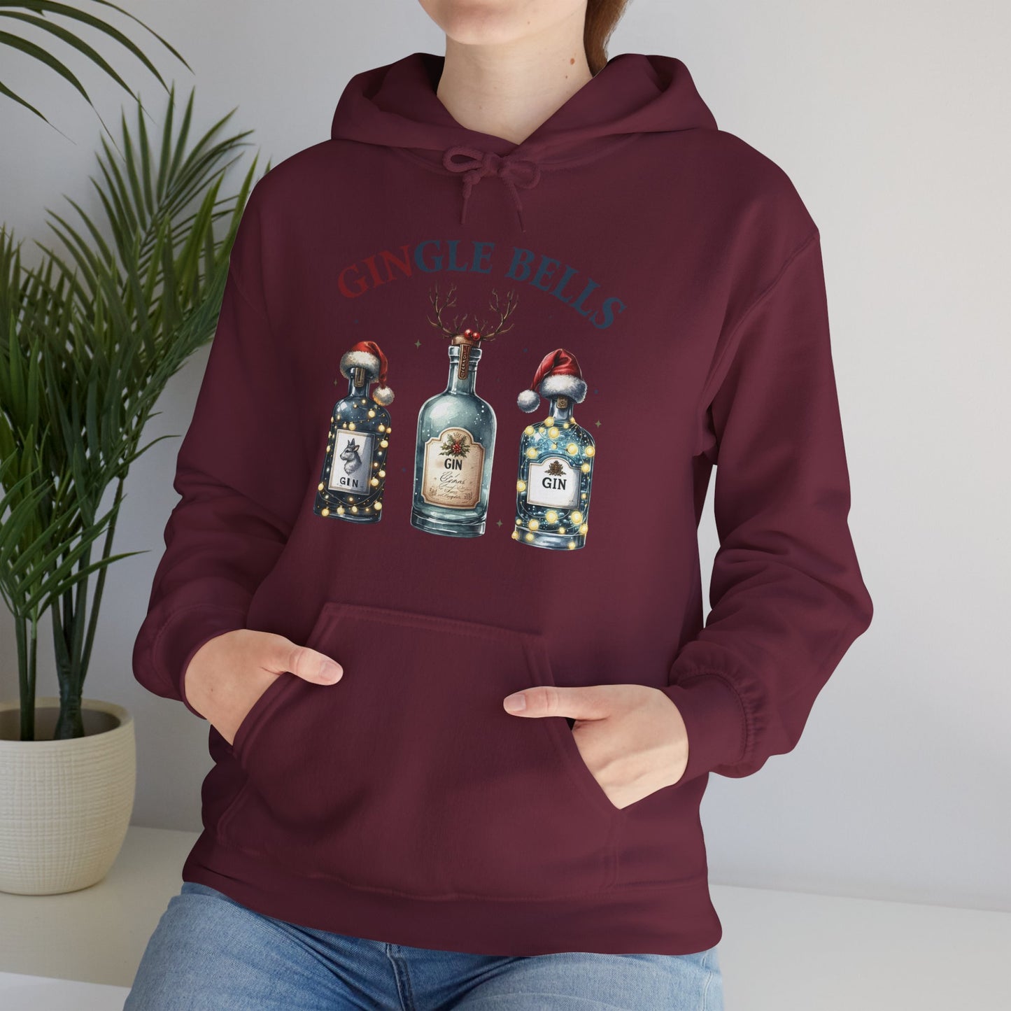 Hoodie — "Gingle Bells" Festive Bottle Christmas Hooded Sweatshirt