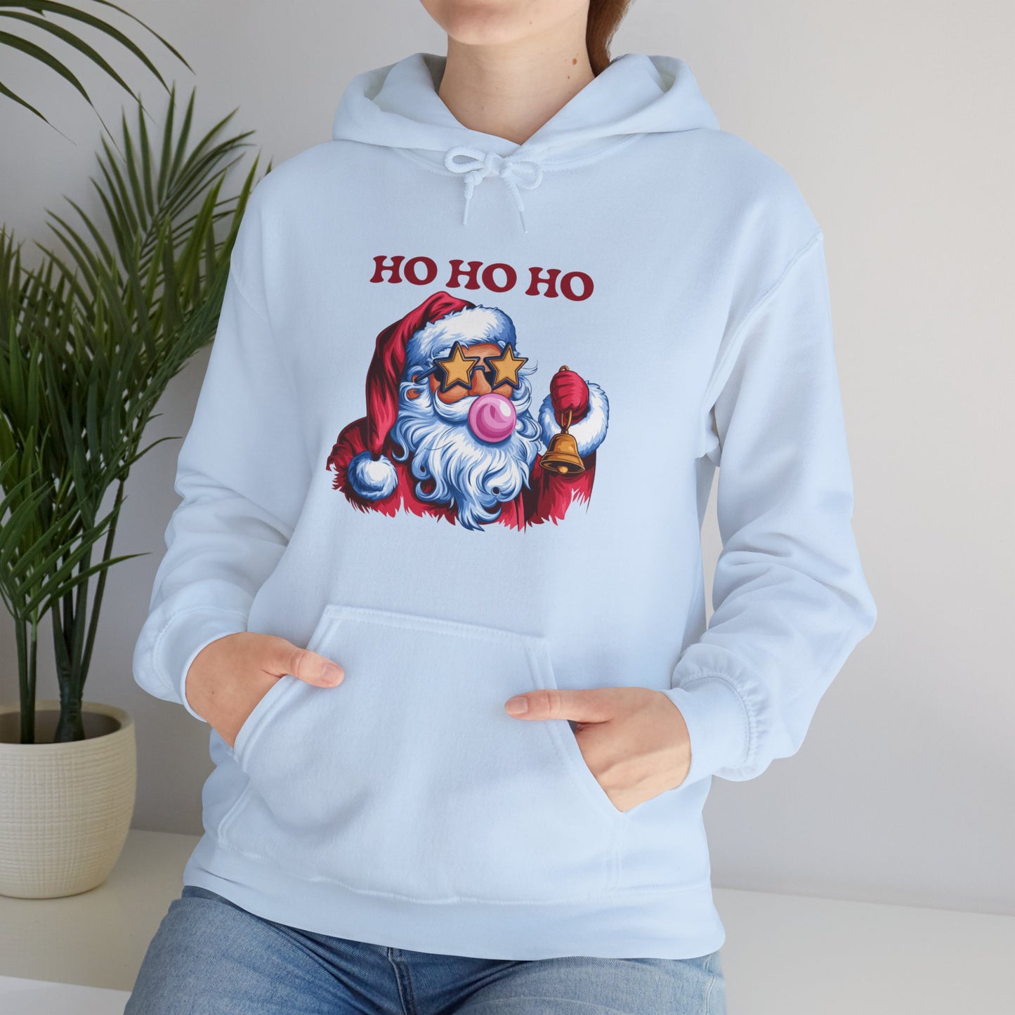 Santa 'Ho Ho Ho' Graphic Hoodie — Festive Retro Santa Pullover for Christmas