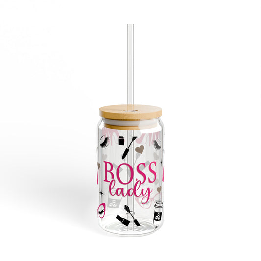 Boss Lady Sipper Glass — 16oz Makeup & Glam Travel Tumbler