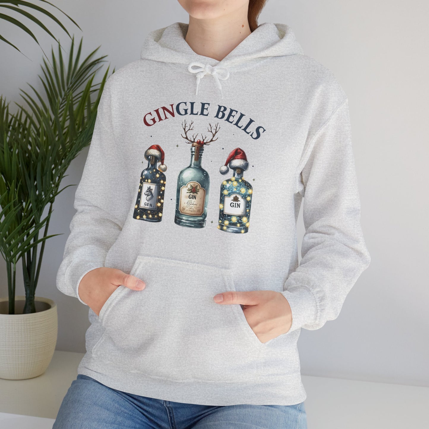 Hoodie — "Gingle Bells" Festive Bottle Christmas Hooded Sweatshirt
