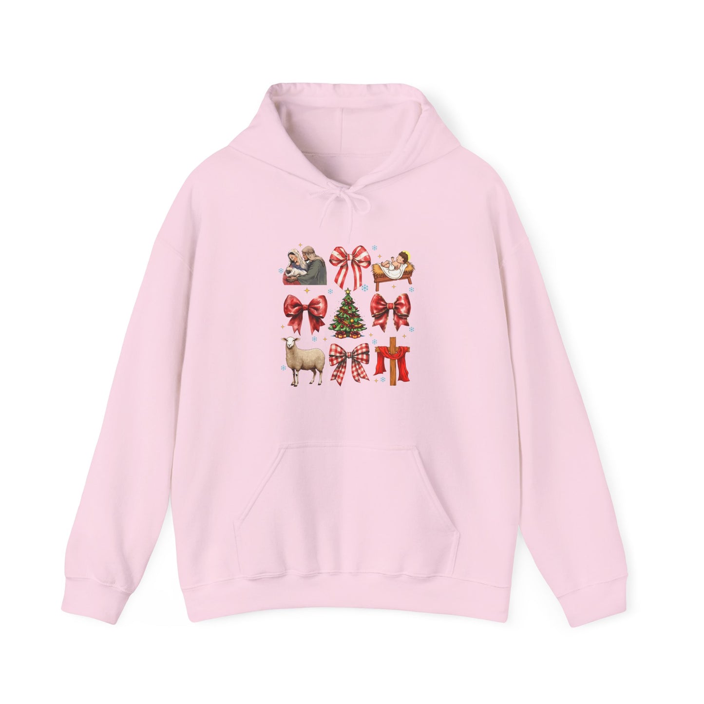 Christmas Bow & Reindeer Hoodie — Festive Holiday Graphic Sweatshirt