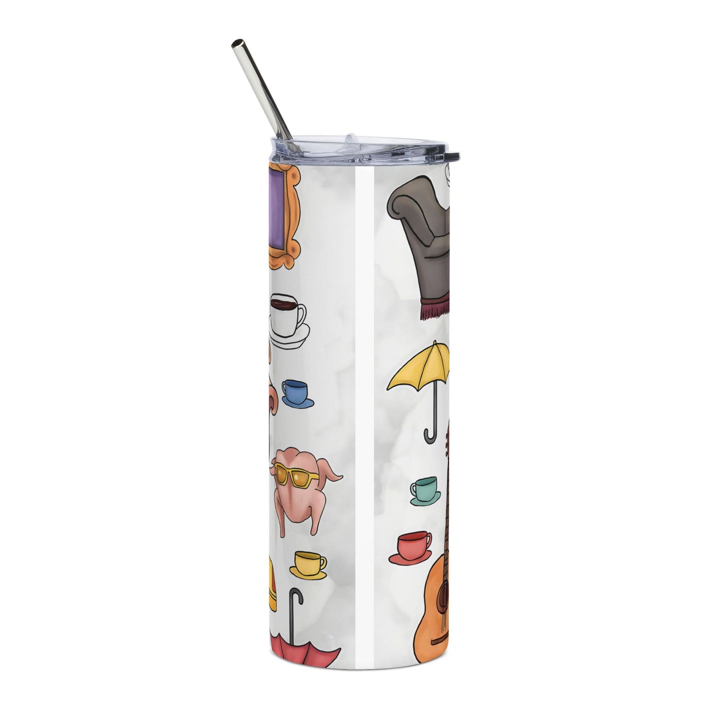 Friends TV-Inspired 20oz Stainless Steel Tumbler — 'Saa-sy Friend' Couch & Icons Travel Mug