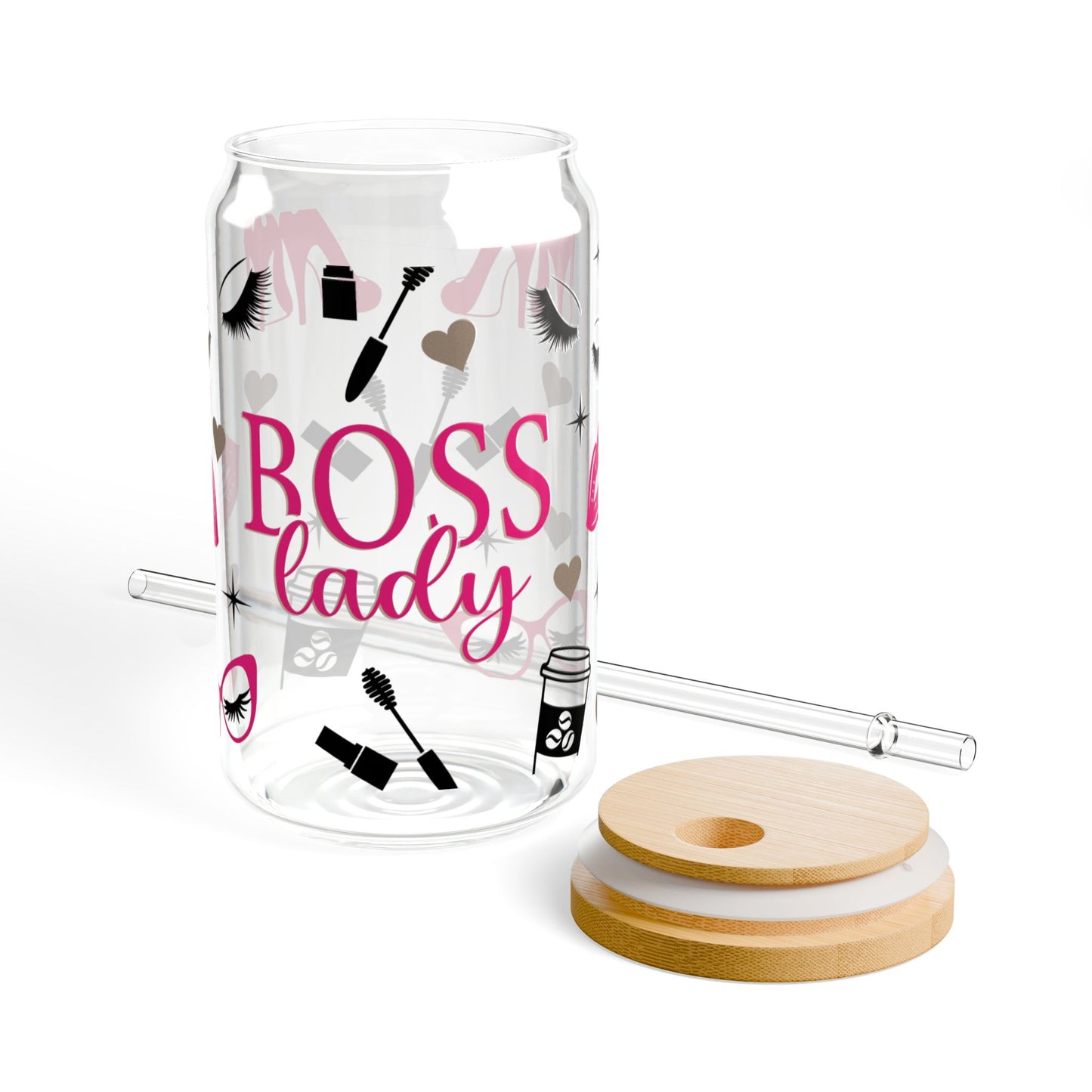 Boss Lady Sipper Glass — 16oz Makeup & Glam Travel Tumbler