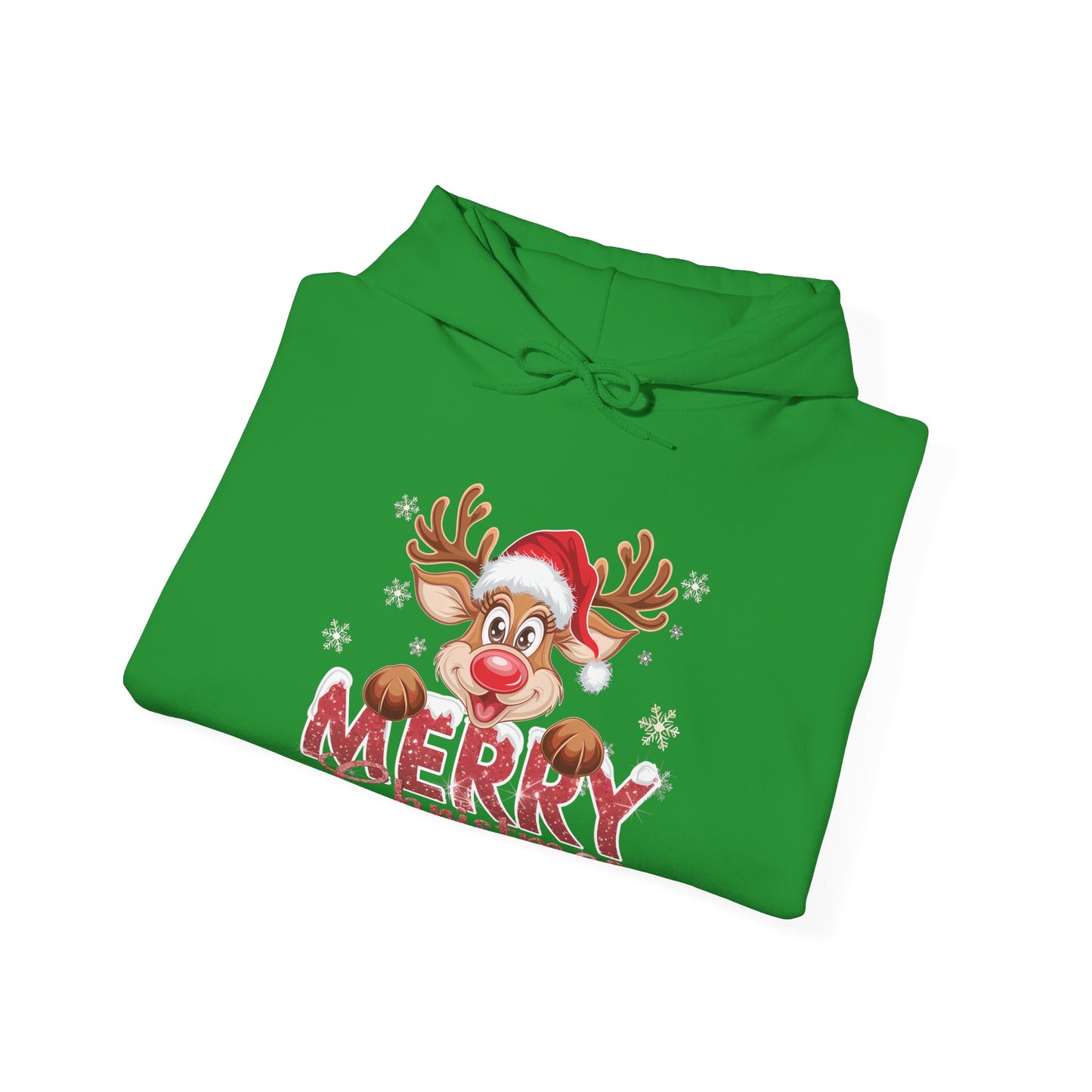 Christmas Reindeer Hoodie - 'Merry Christmas' Cute Santa Reindeer Holiday Sweatshirt