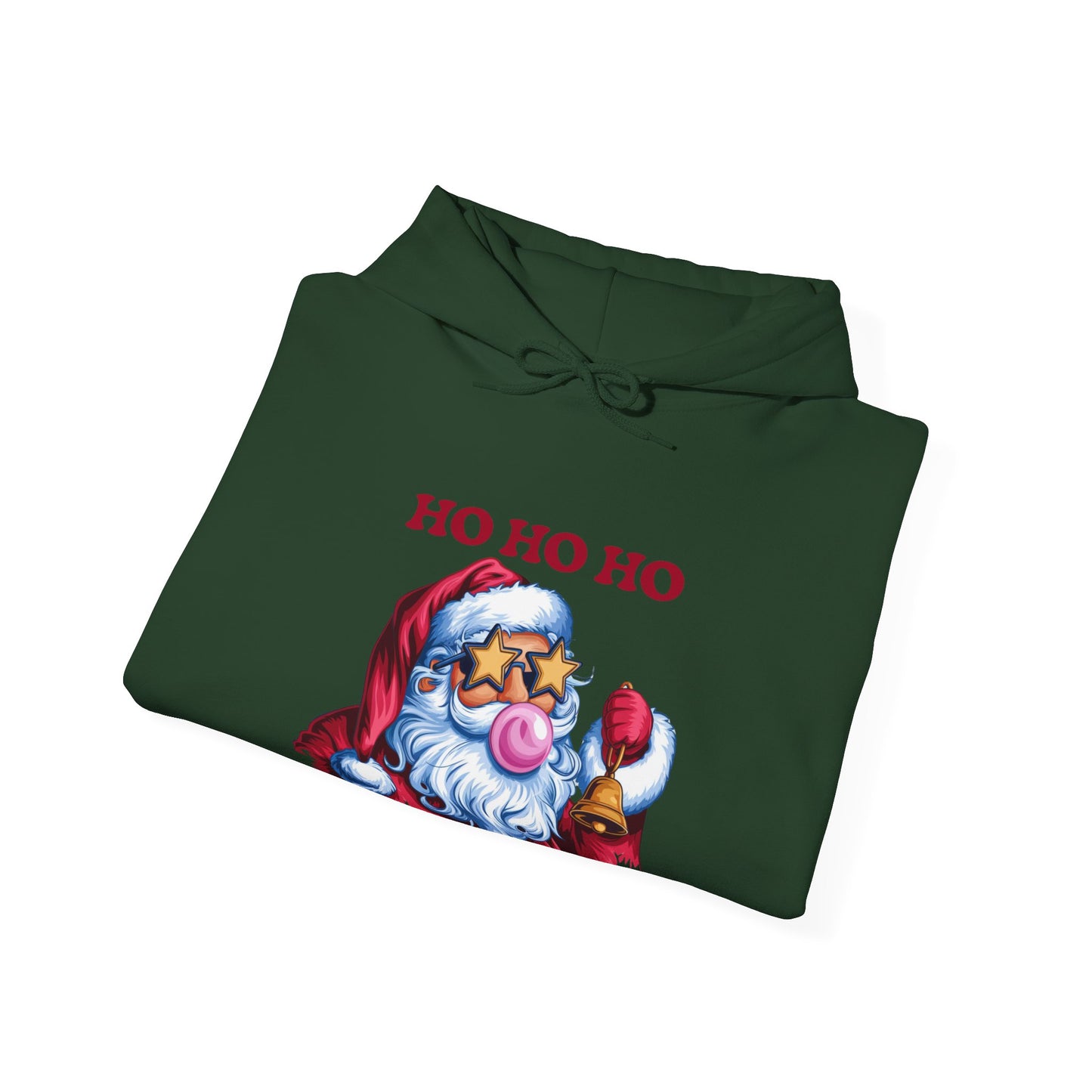 Santa 'Ho Ho Ho' Graphic Hoodie — Festive Retro Santa Pullover for Christmas