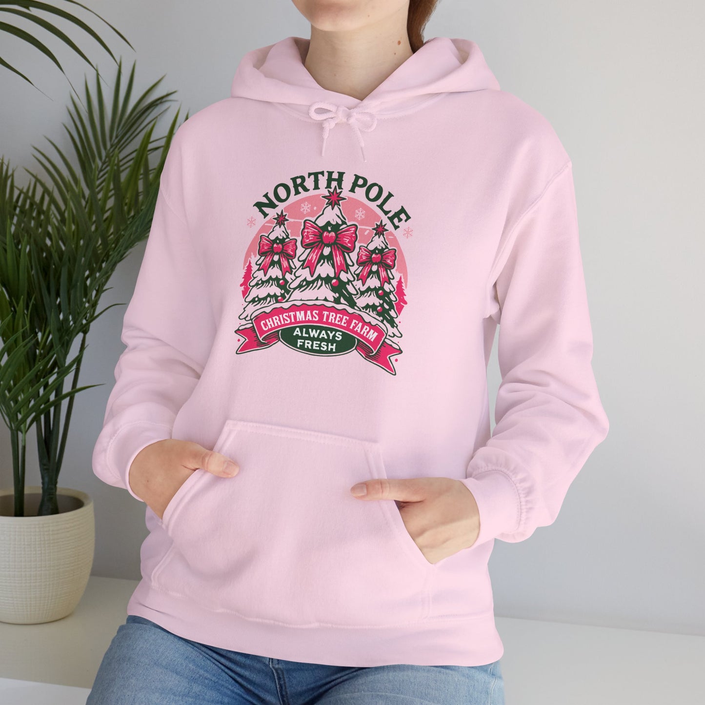 North Pole Christmas Tree Farm Hoodie - Vintage Holiday Winter Sweatshirt