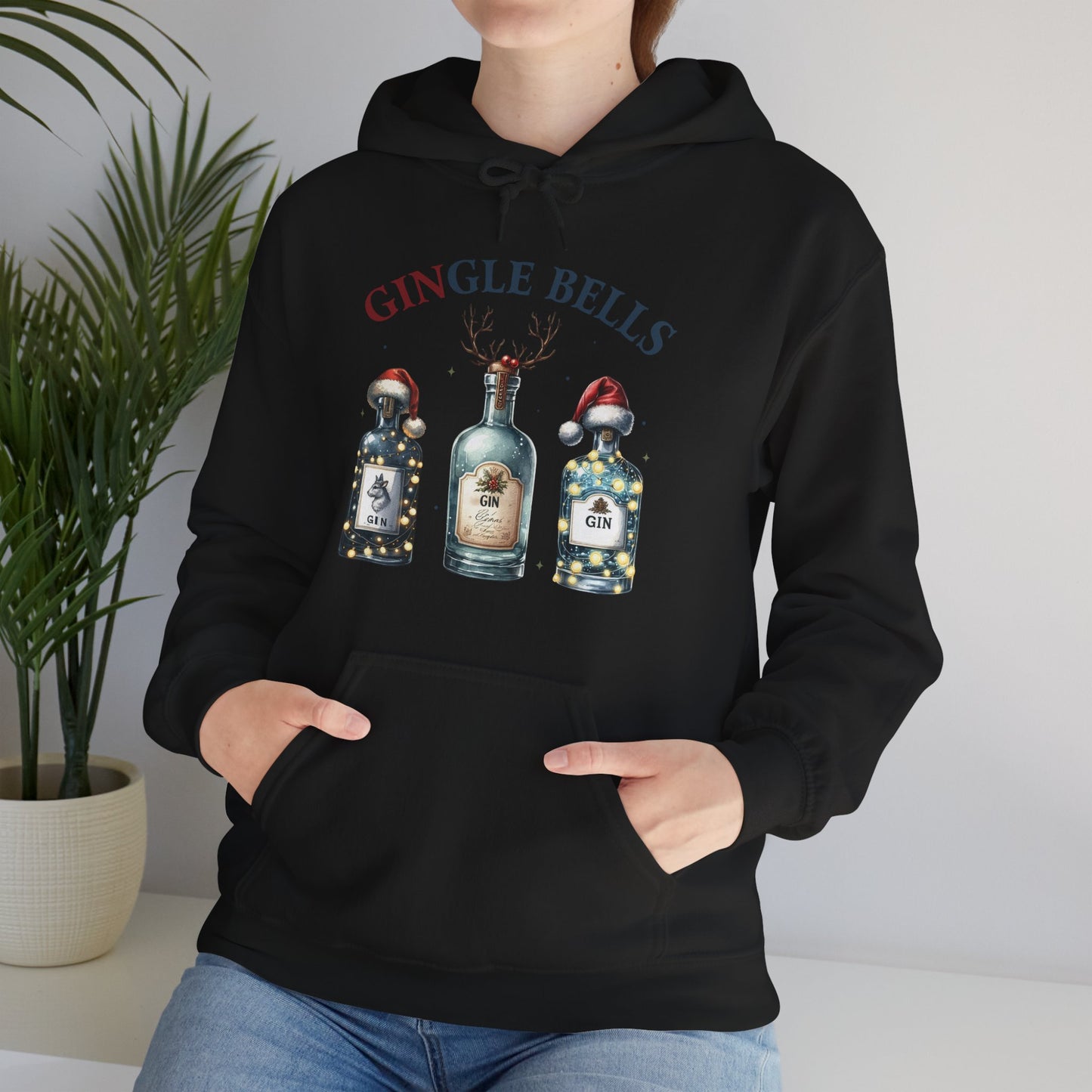 Hoodie — "Gingle Bells" Festive Bottle Christmas Hooded Sweatshirt