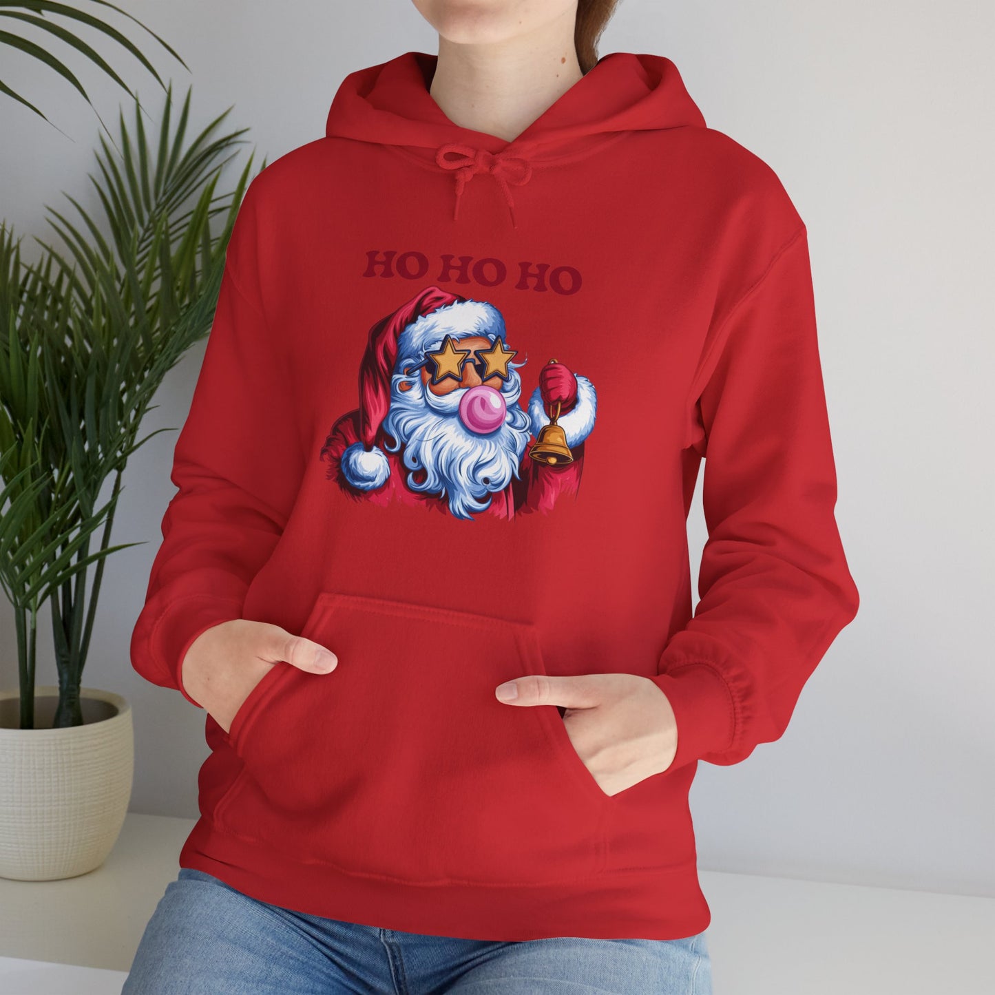 Santa 'Ho Ho Ho' Graphic Hoodie — Festive Retro Santa Pullover for Christmas